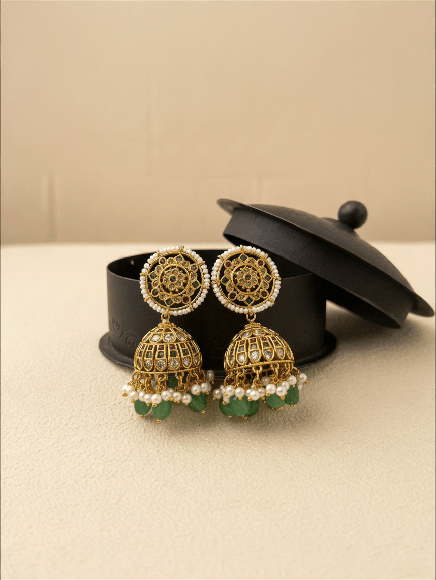 Antique Designer Jhumka Earrings| E0730 - Mahilas