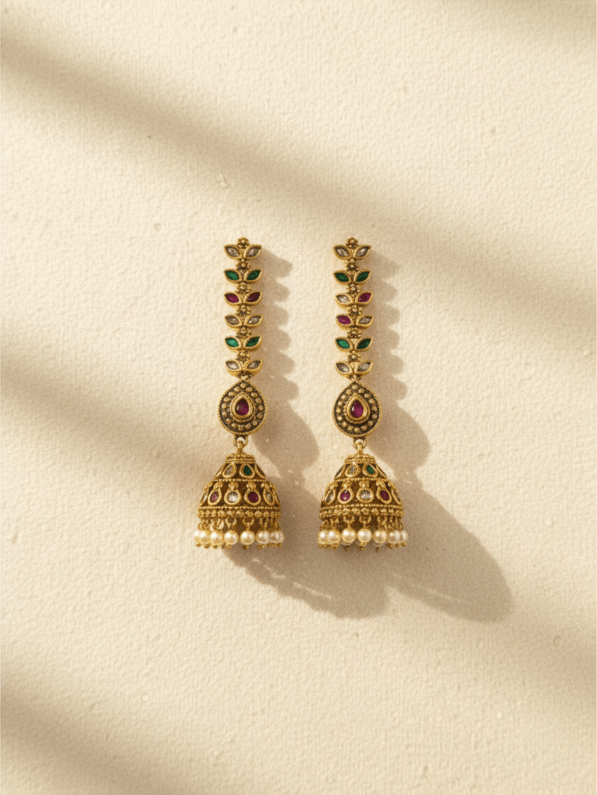 Antique Designer Jhumka Earrings With Maatal| E0745 - Mahilas