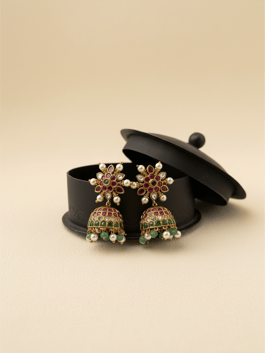 Antique Elephant Jhumka Earrings| E0747 - Mahilas