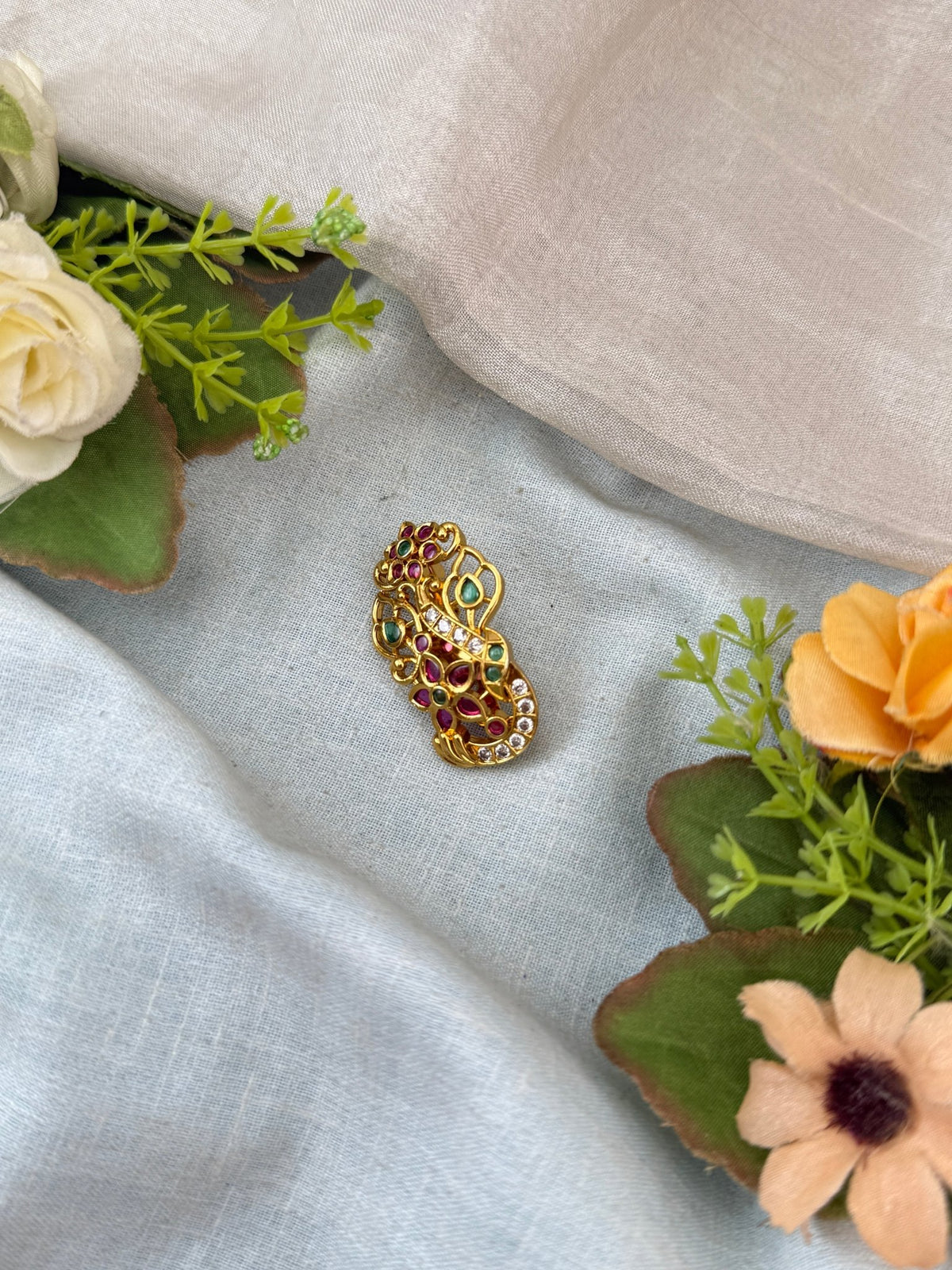 Antique Flower Design Saree Pin | 008 - Mahilas