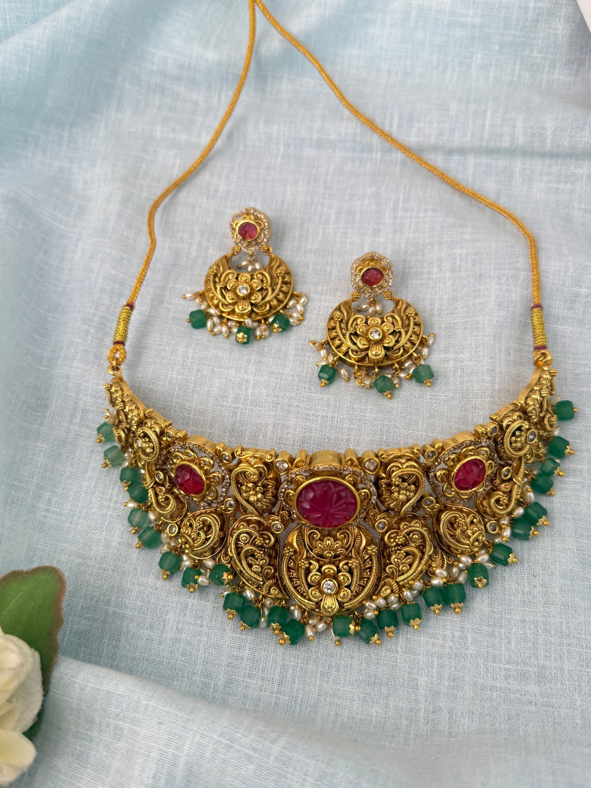 Antique Grand Choker Necklace Set| N0884 - Mahilas