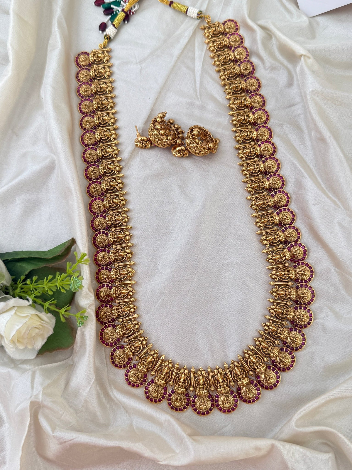 Antique Grand Lakshmi Kasu Long Necklace Set | N0588 - Mahilas
