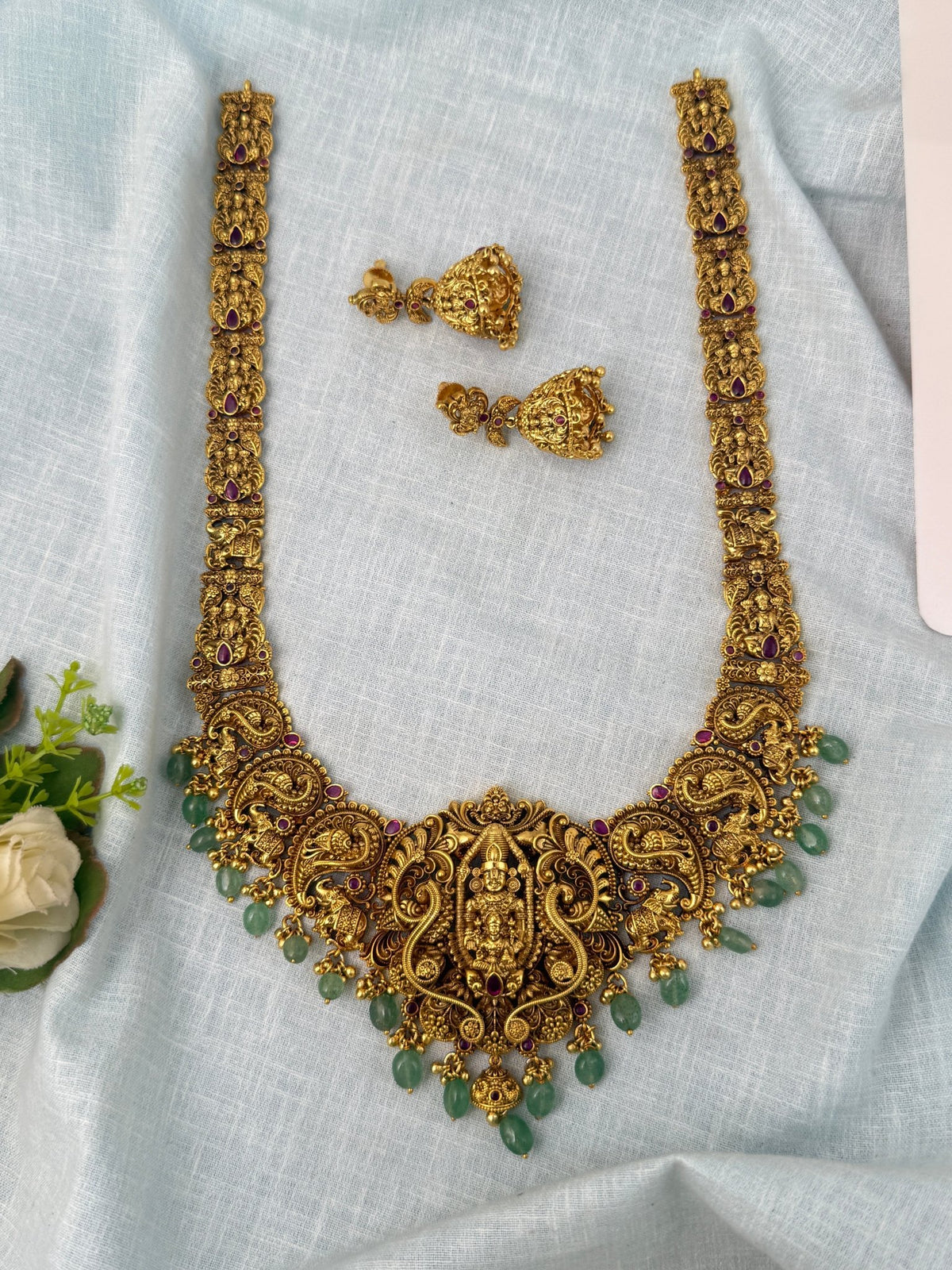 Antique Grand Necklace Venkateshwara Pendant Long Set| N0878 - Mahilas