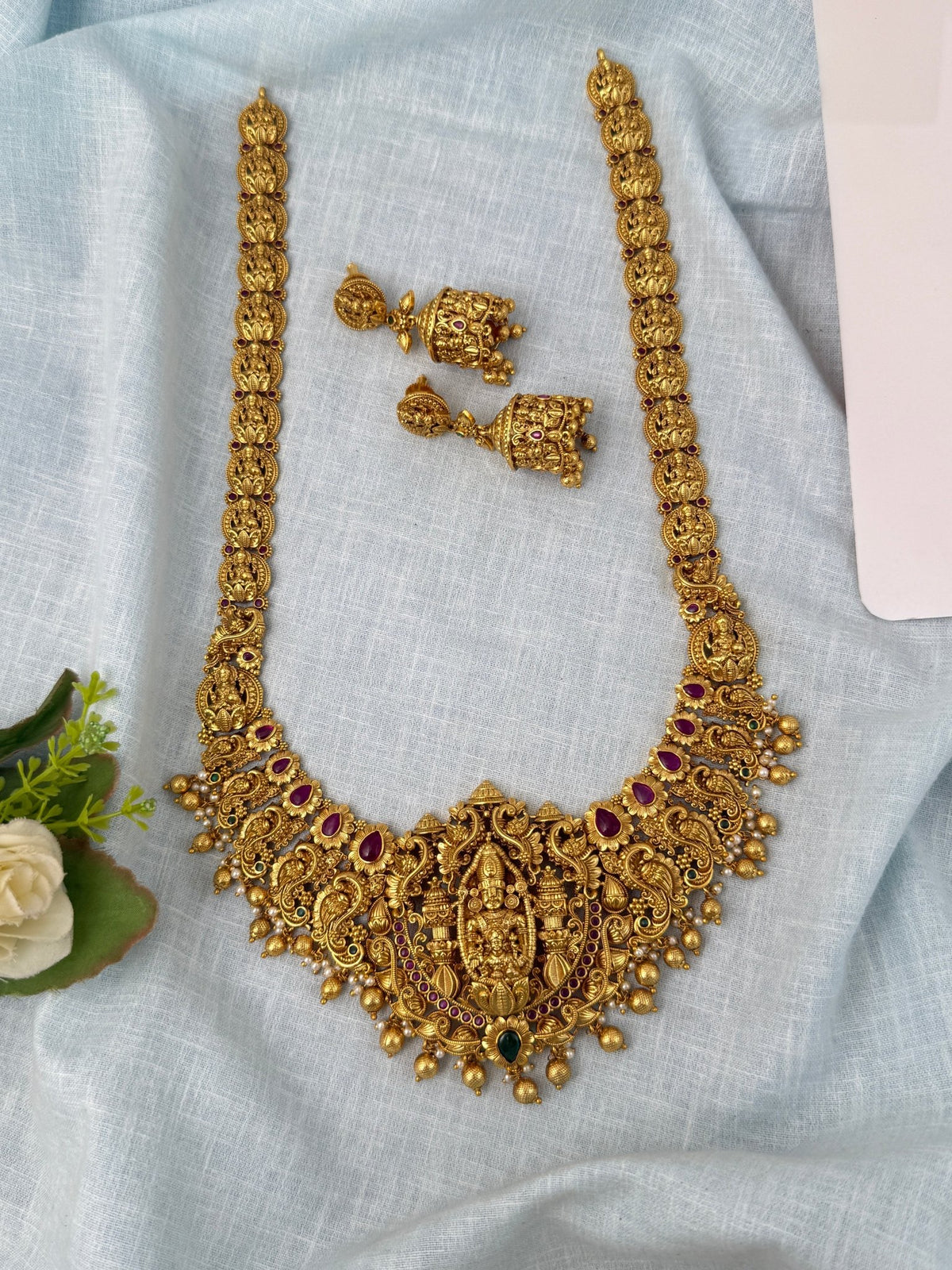 Antique Grand Necklace Venkateshwara Pendant Long Set| N0890 - Mahilas