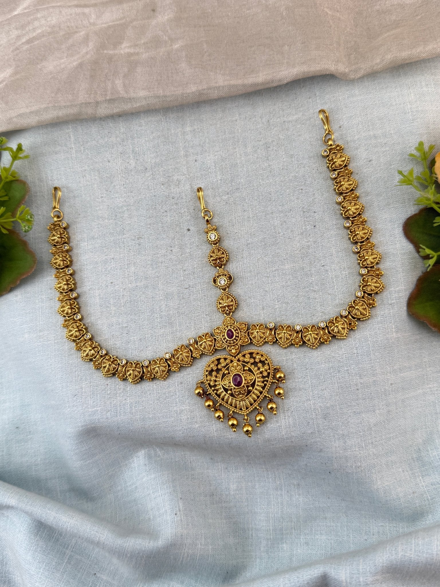 Antique Jadau Kundan Mathapatti Maang Tikka Set | M0021 - Mahilas