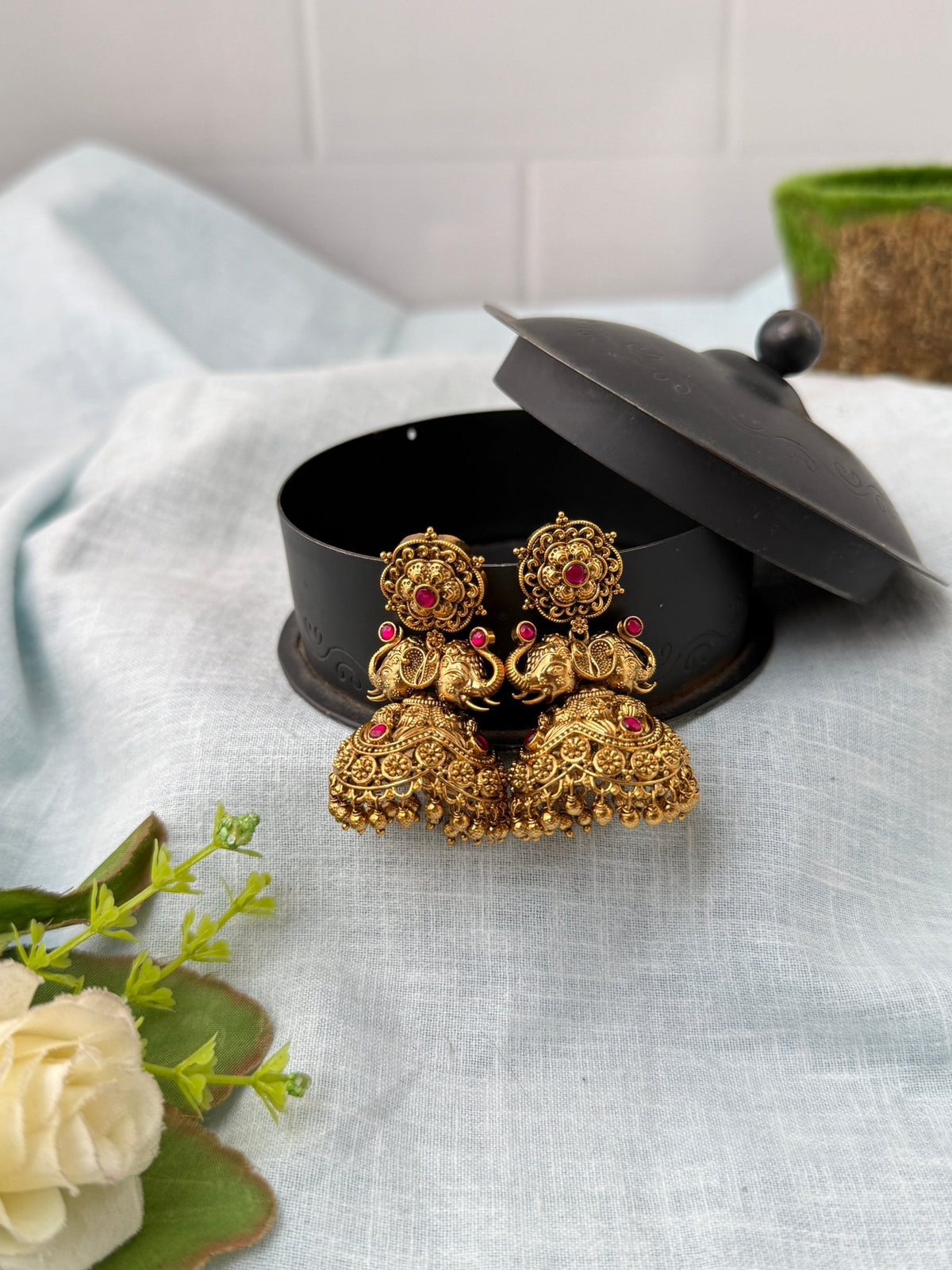 Antique Jhumka Elephant Earrings| E0782 - Mahilas