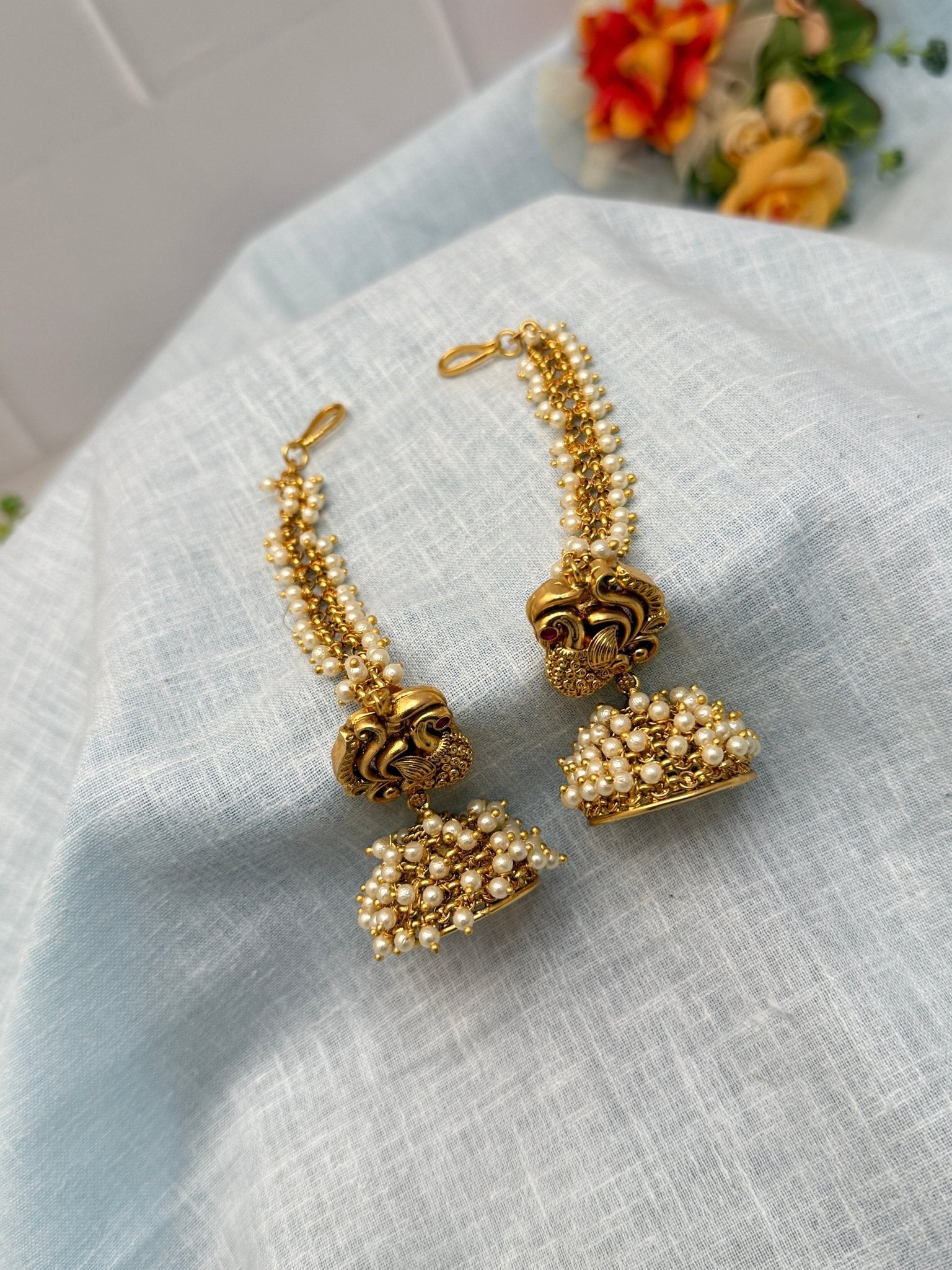 Antique Jhumka With Maatal 0153 - Mahilas