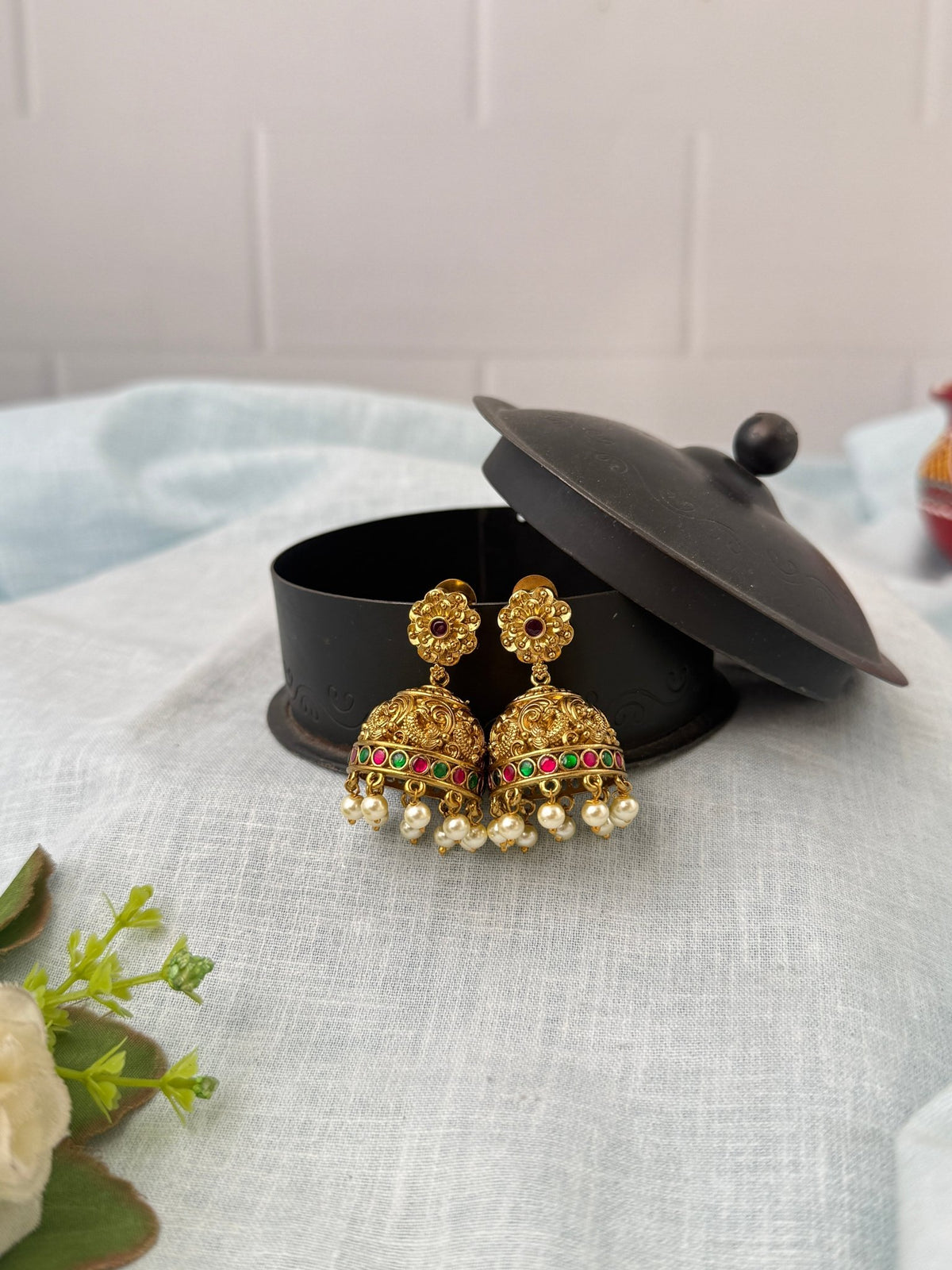 Antique Jhumkas Earrings| E0586 - Mahilas