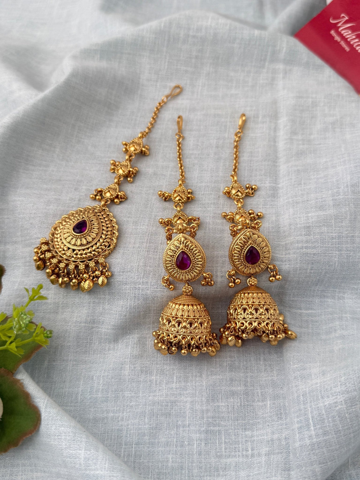 Antique Jhumkas Earrings With Maatal And Maang Tikka| E0657 - Mahilas