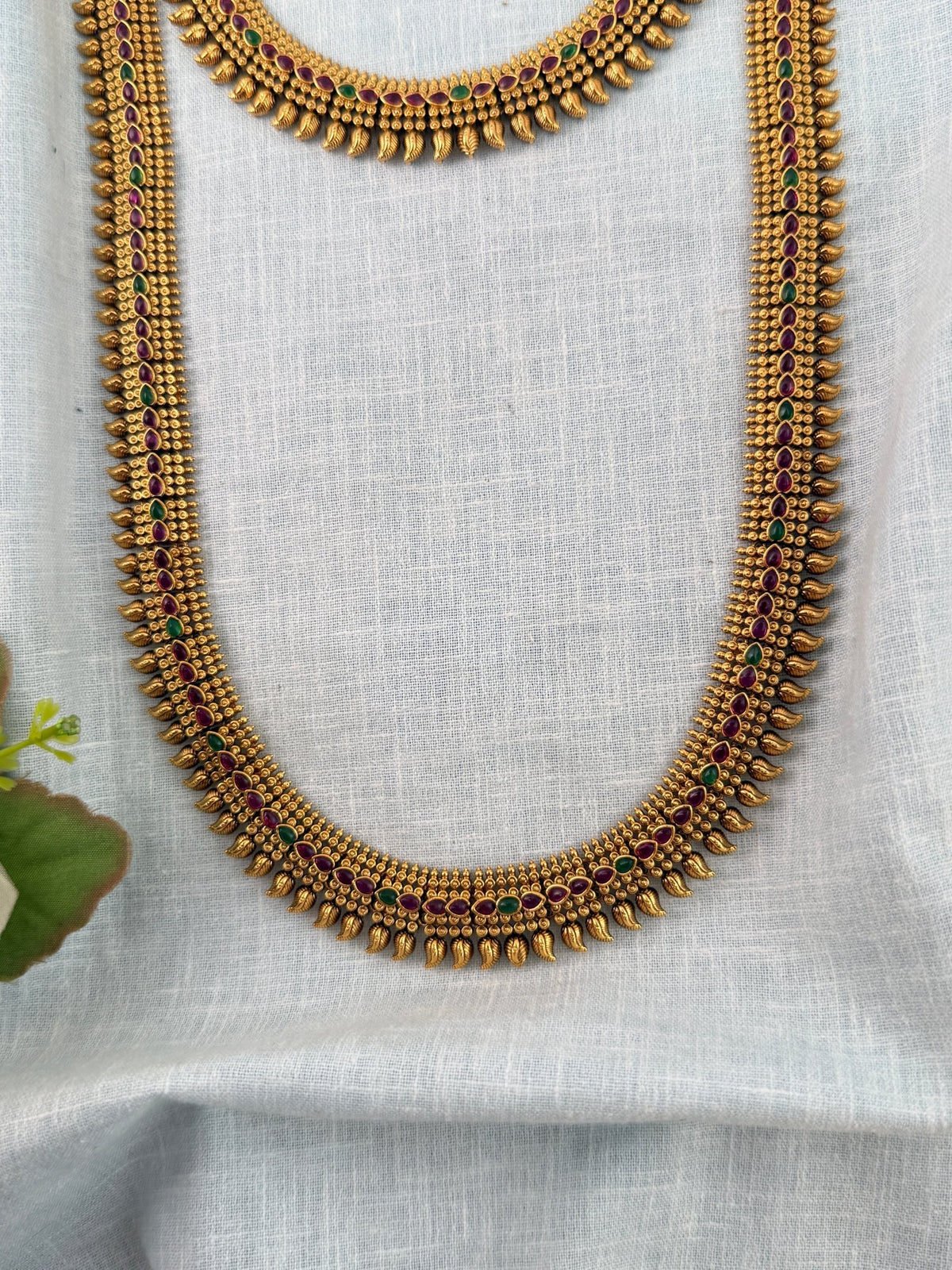 Antique Kaasu Semi Braidal Necklace Premium Set | N1129 - Mahilas