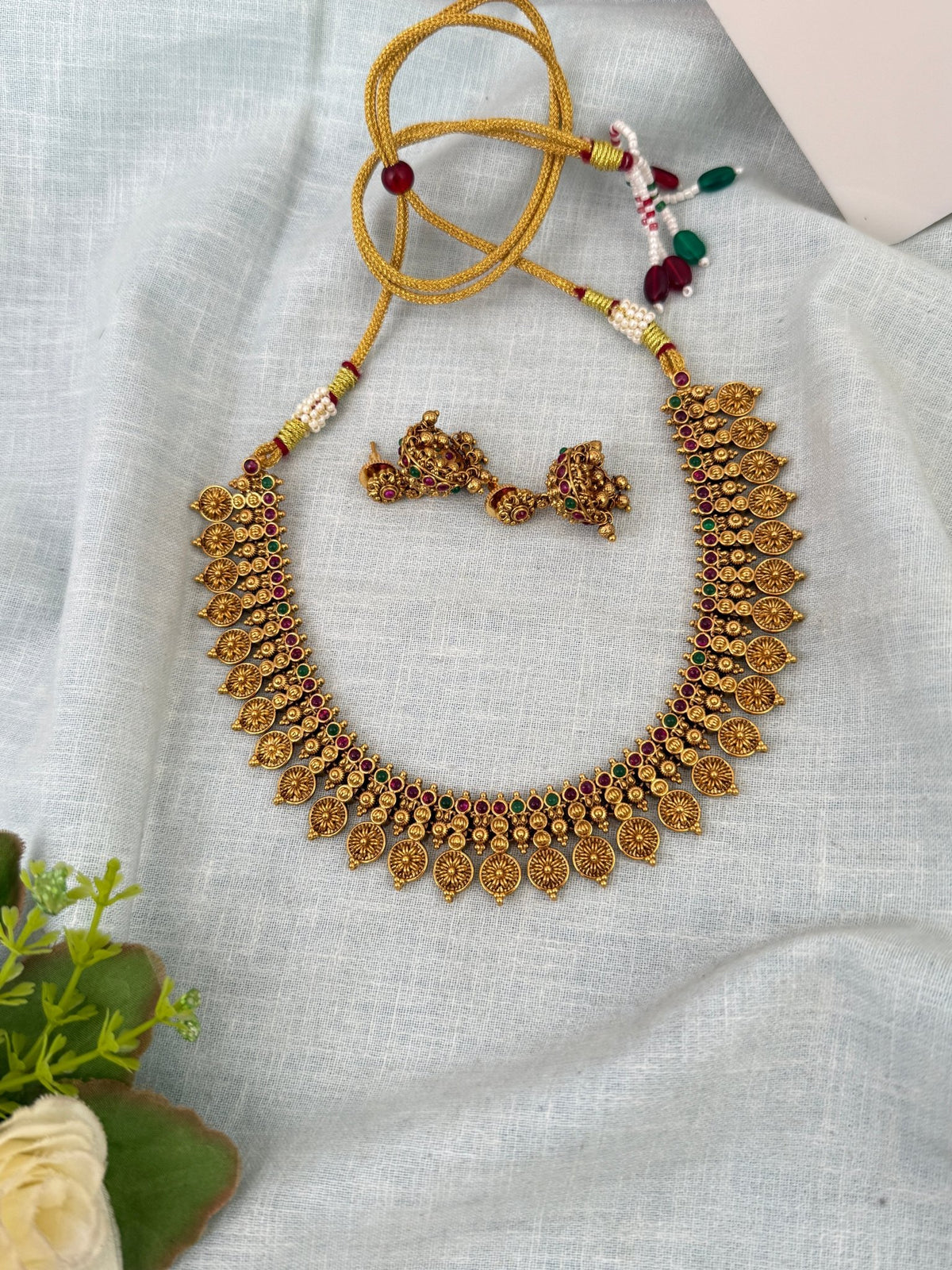 Antique Kassu Necklace Premium Short Set | N0641 - Mahilas