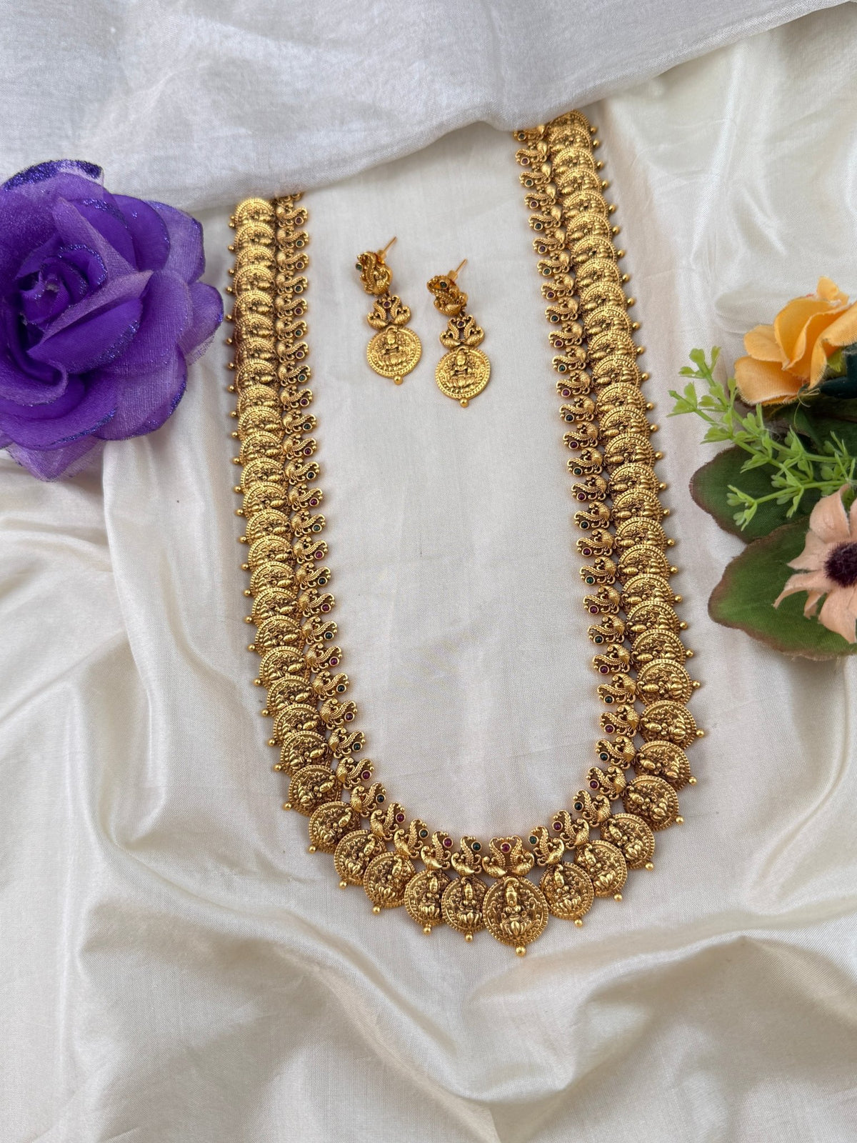 Antique Kasu Long Necklace Set | 267 - Mahilas