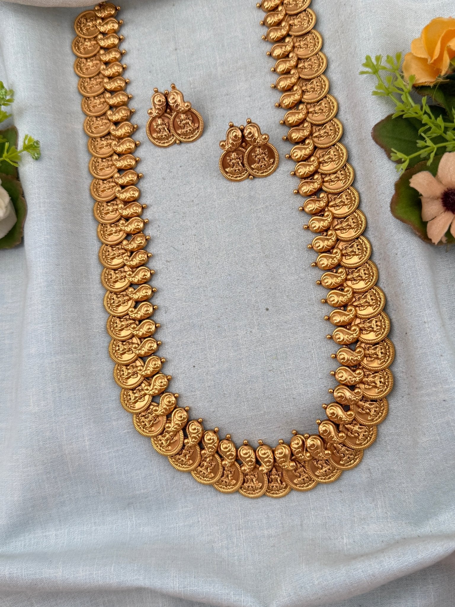Antique Kasu Long Necklace Set | No244 - Mahilas