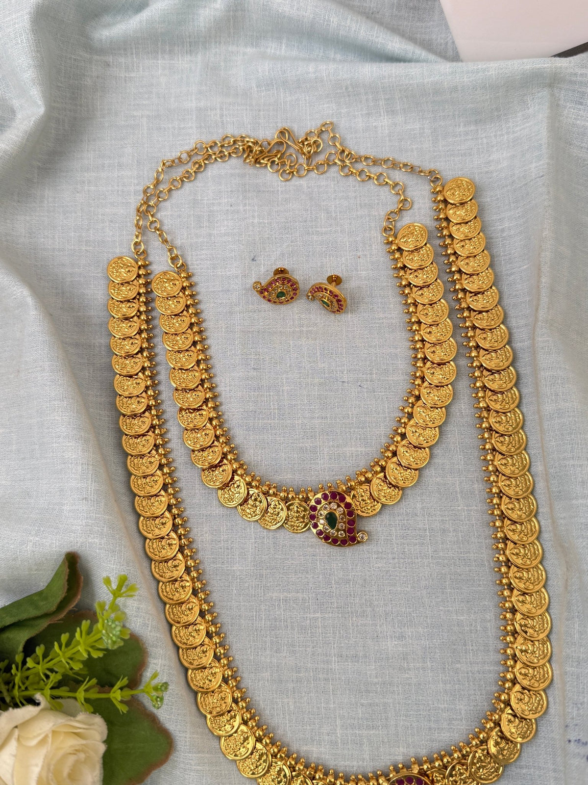 Antique Kasu Semi Bridal Mango Pendant Neacklace Set | N0534 - Mahilas