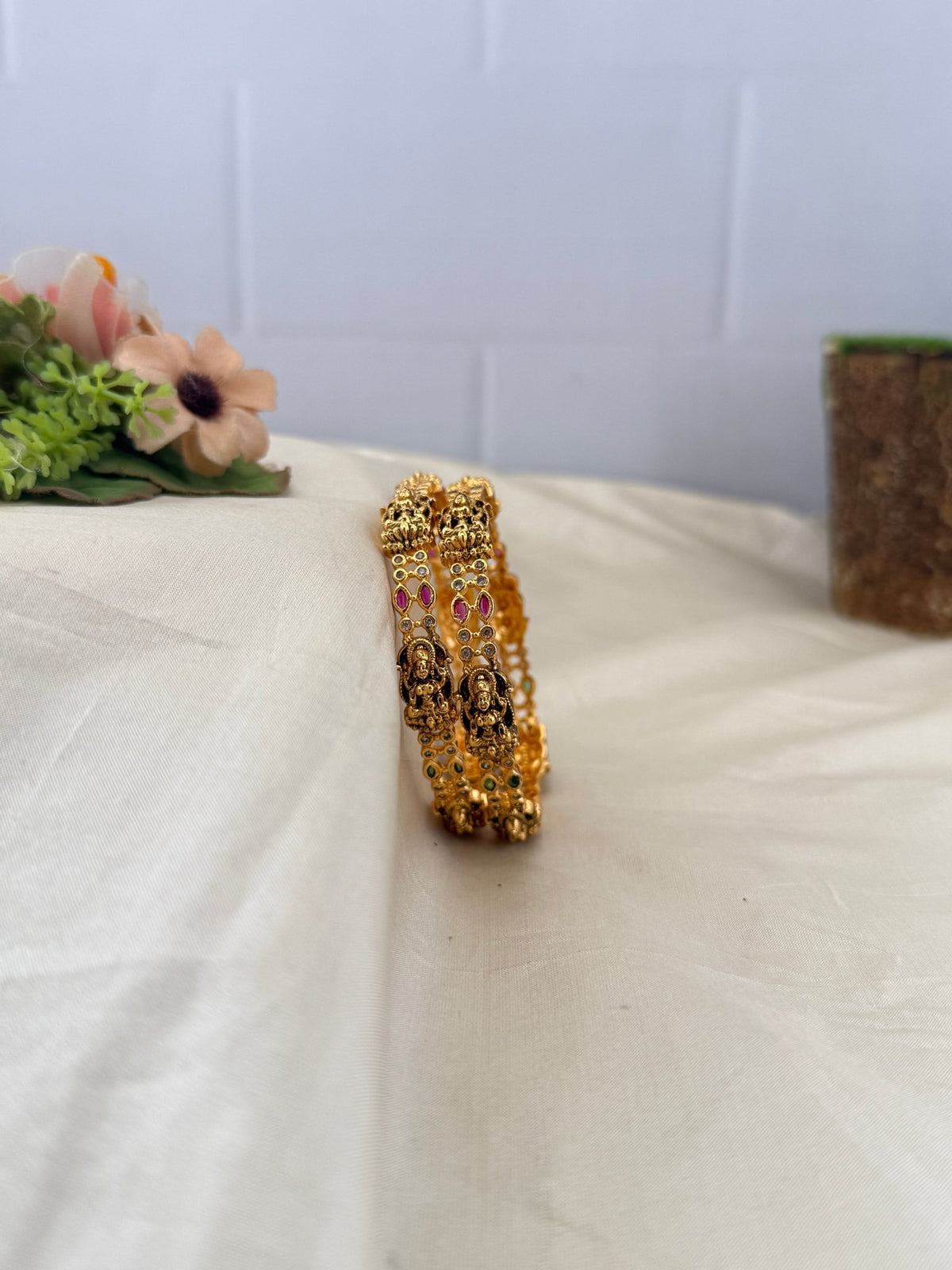Antique Lakshmi Stone Bangles | Set of 2 | B0127 - Mahilas