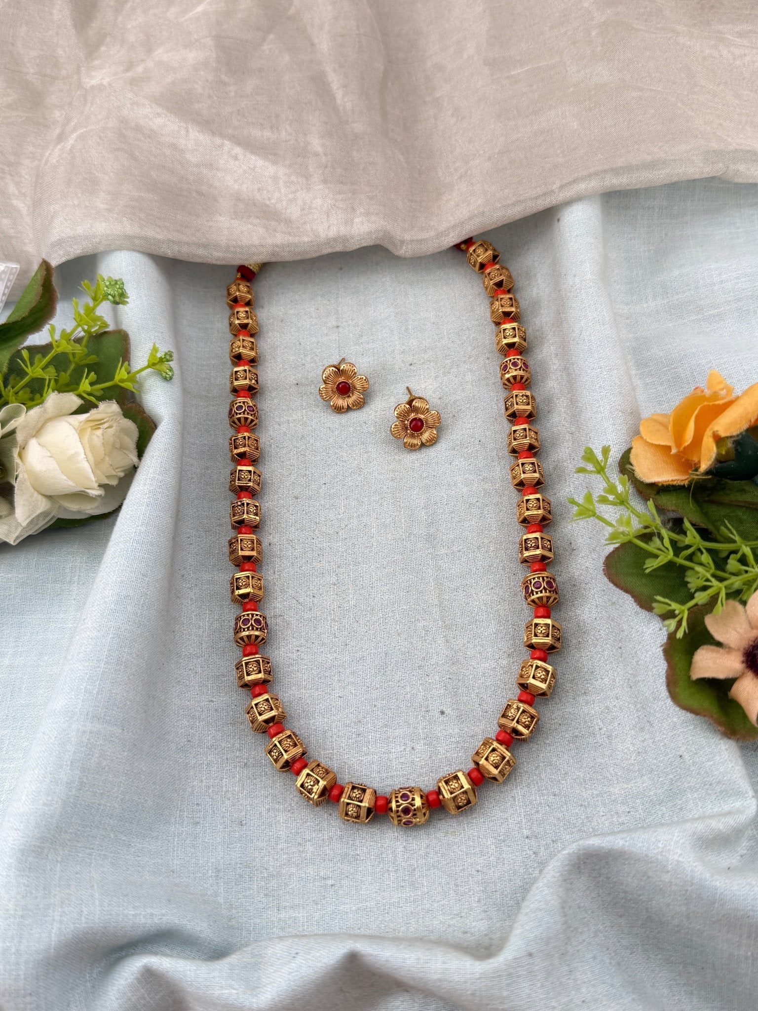 Antique Long Necklace Set | No208 - Mahilas