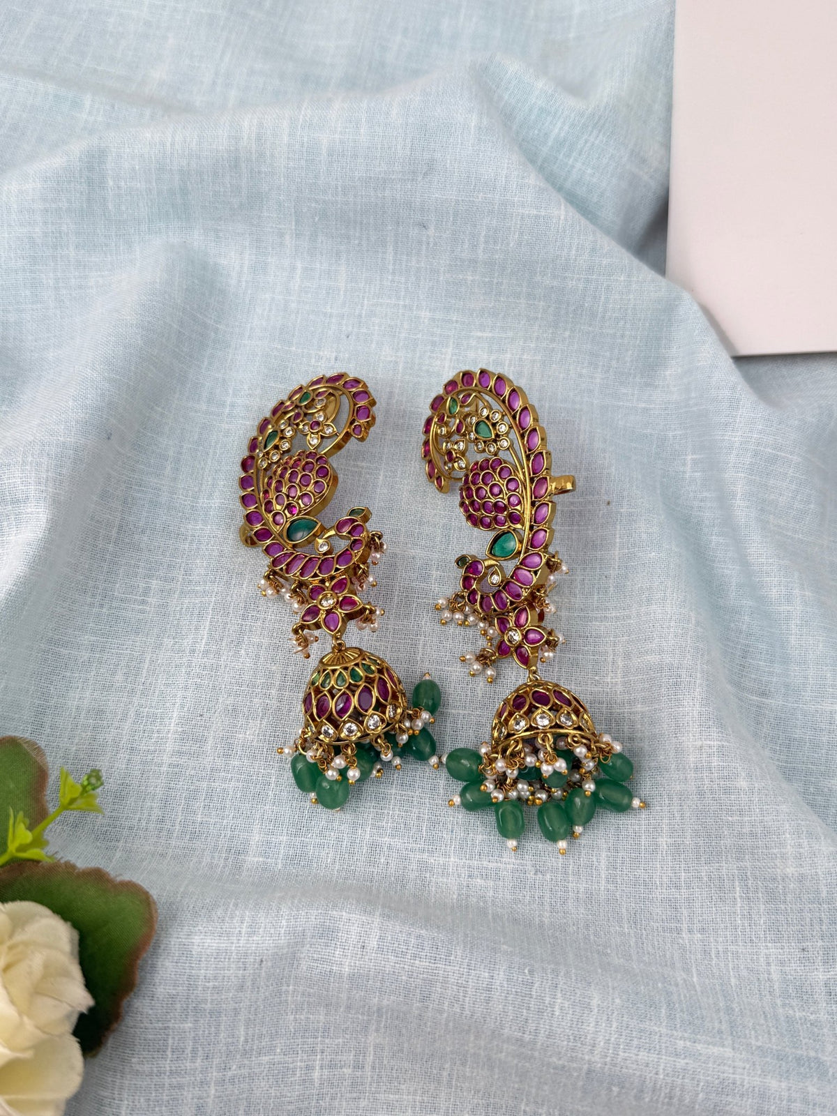 Antique Peacock Earrcuff Earrings| E0697 A - Mahilas
