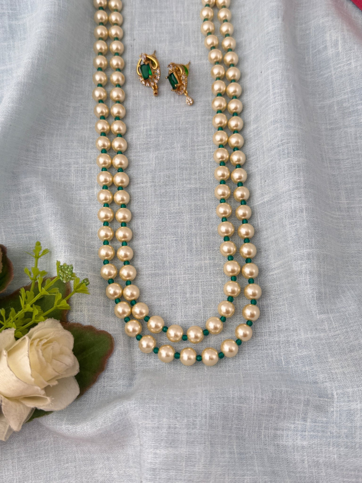 Antique Pearl Layered Necklace Long Set| N1208 - Mahilas