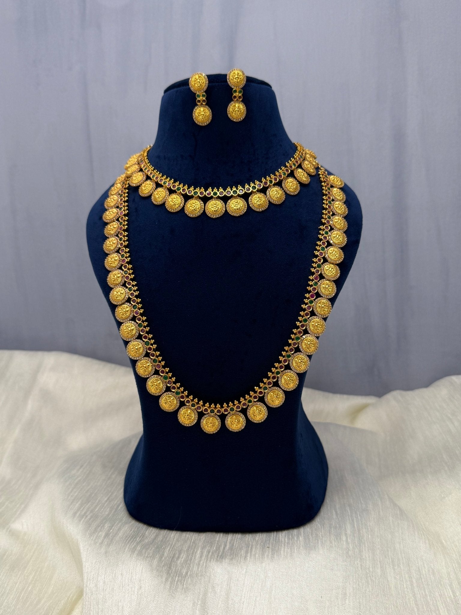 Antique Semi Bridal Necklace Set 322 - Mahilas