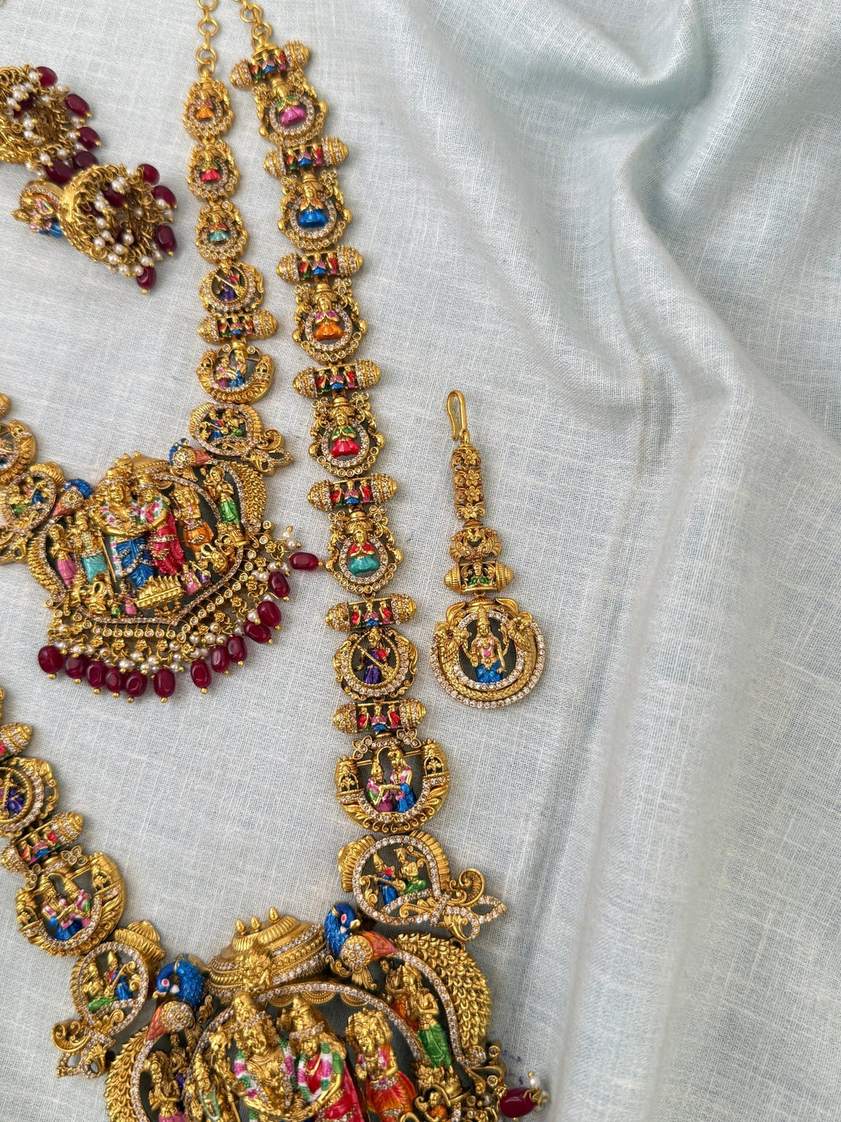 Antique Srinivasa Kalyanam Semi Bridal Necklace Set | N0529 - Mahilas