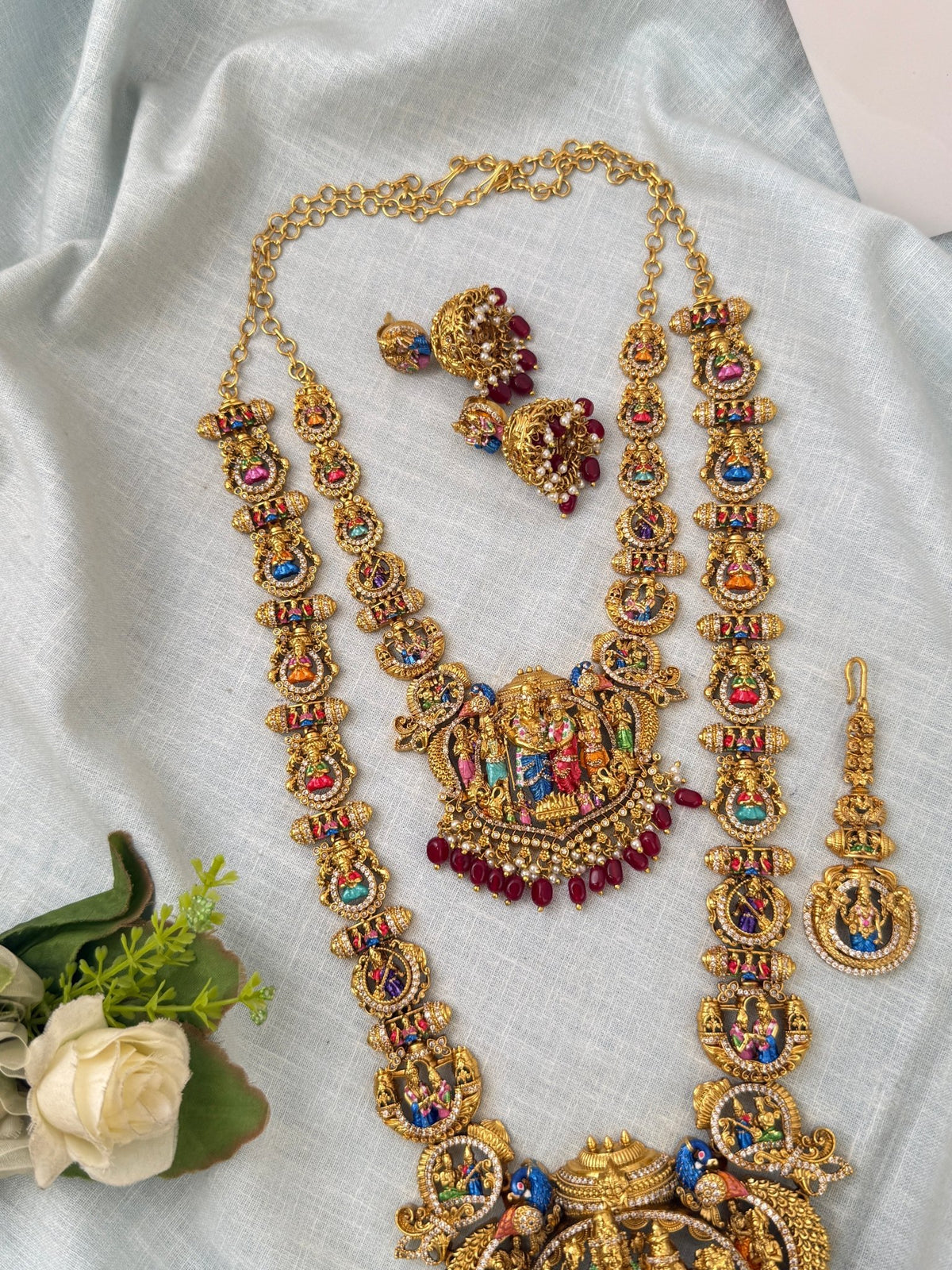 Antique Srinivasa Kalyanam Semi Bridal Necklace Set | N0529 - Mahilas