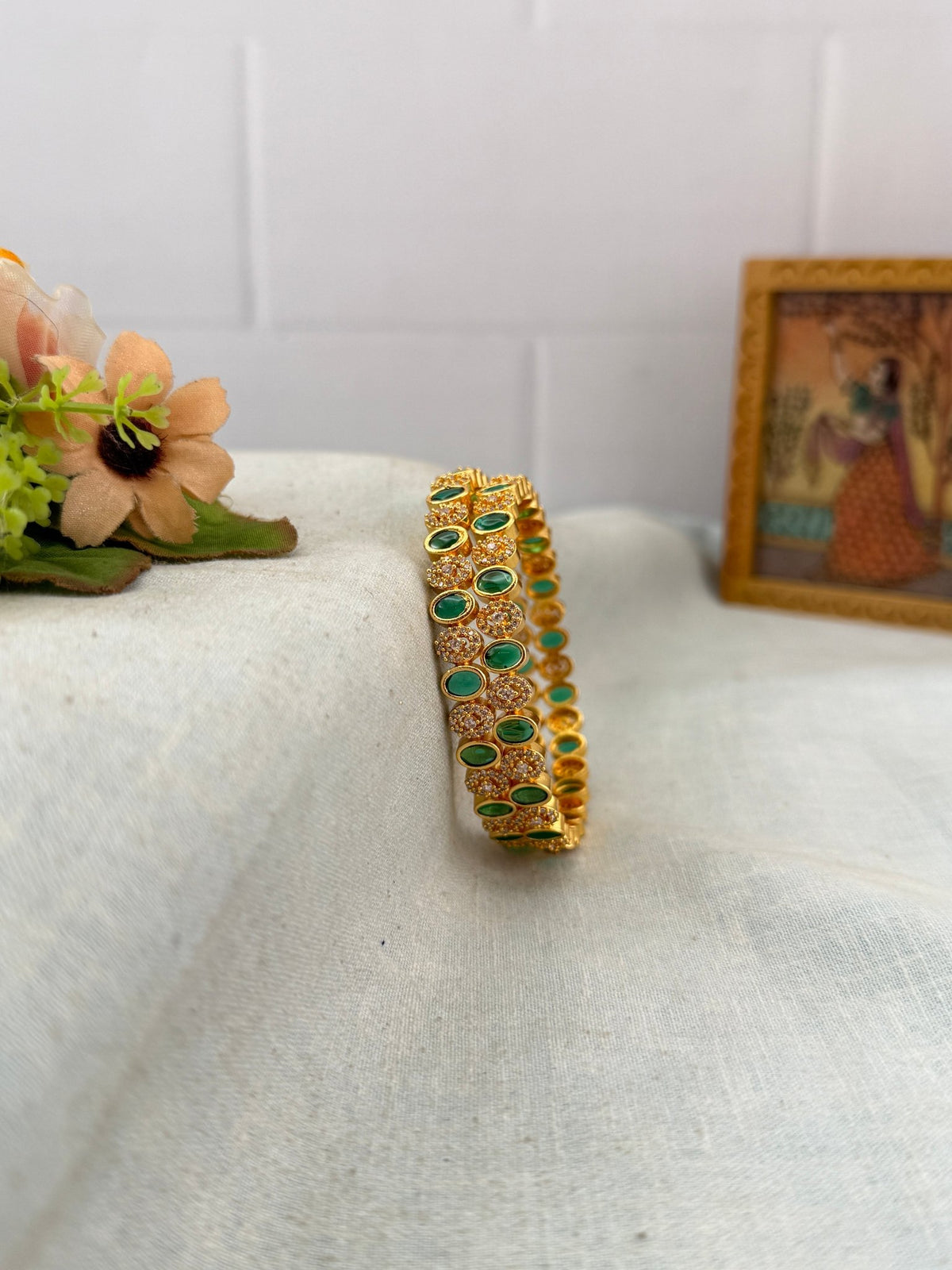 Antique Stone Bangles | Set of 2 | B0060 - Mahilas