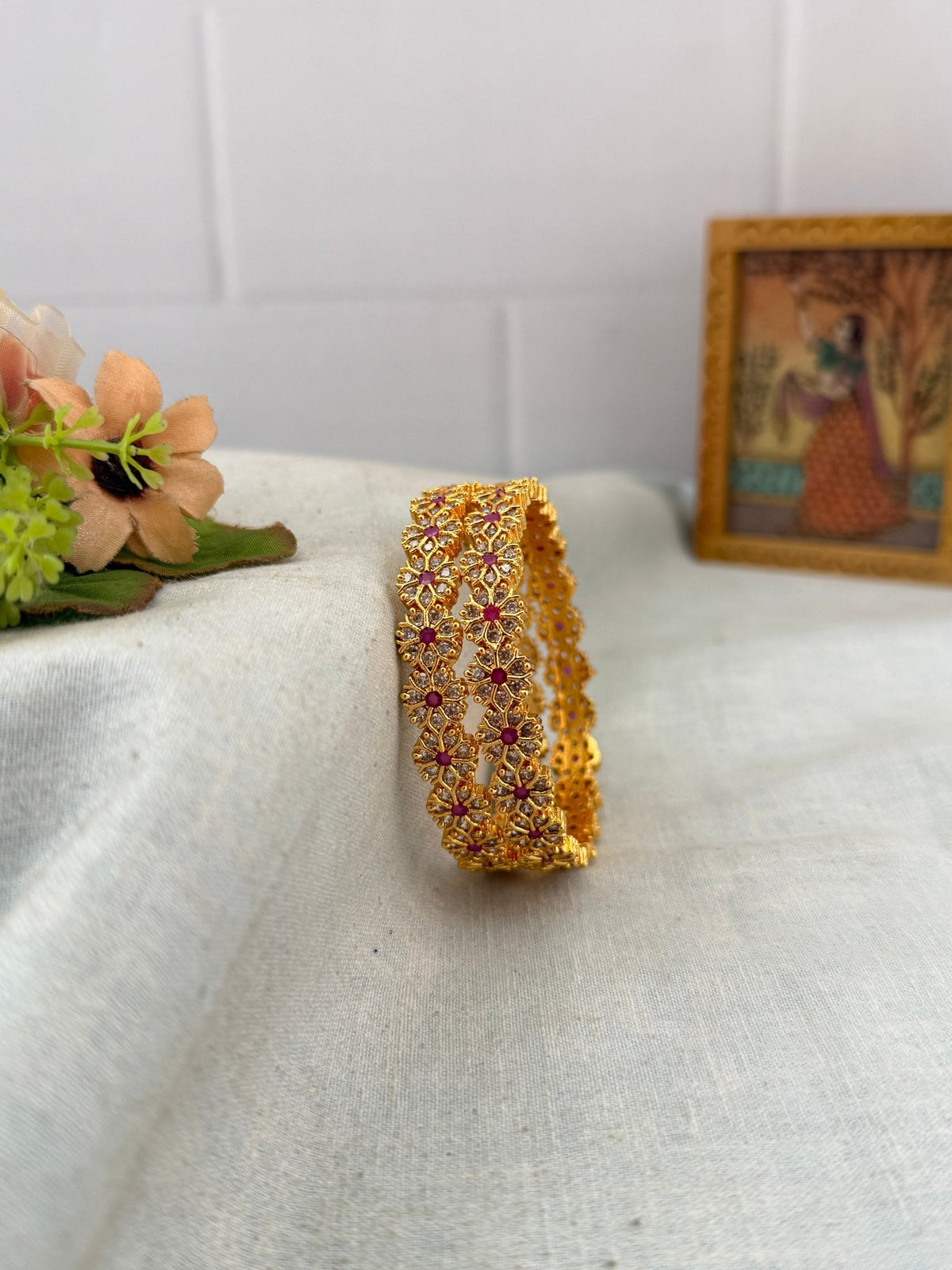 Antique Stone Bangles | Set of 2 | B0068 - Mahilas