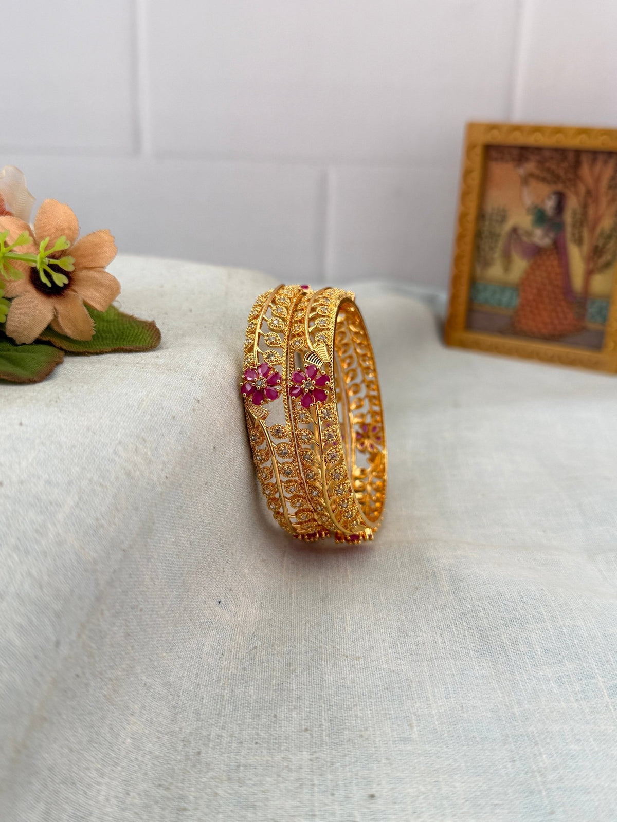 Antique Stone Bangles | Set of 2 | B0076 - Mahilas