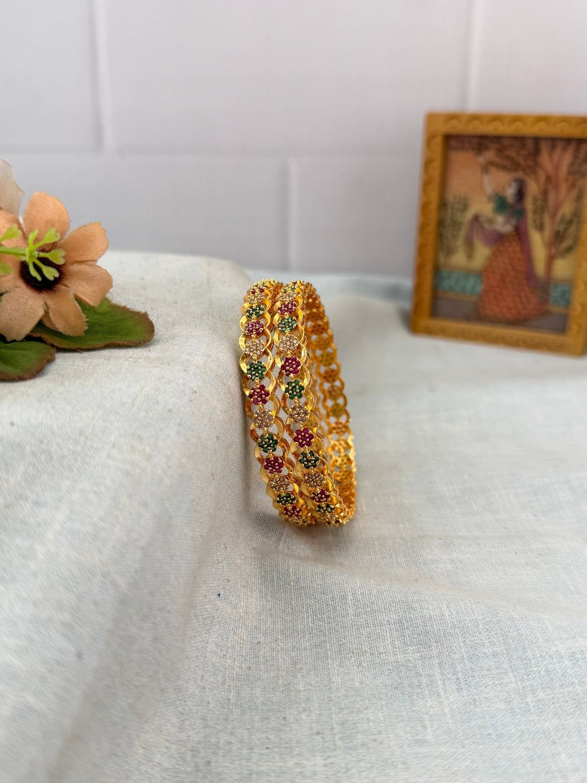 Antique Stone Bangles | Set of 2 | B0098 - Mahilas