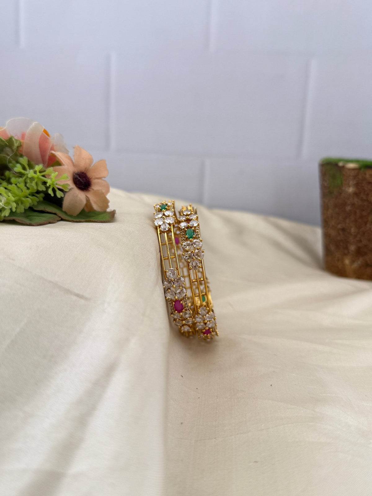 Antique Stone Bangles | Set of 2 | B0117 - Mahilas