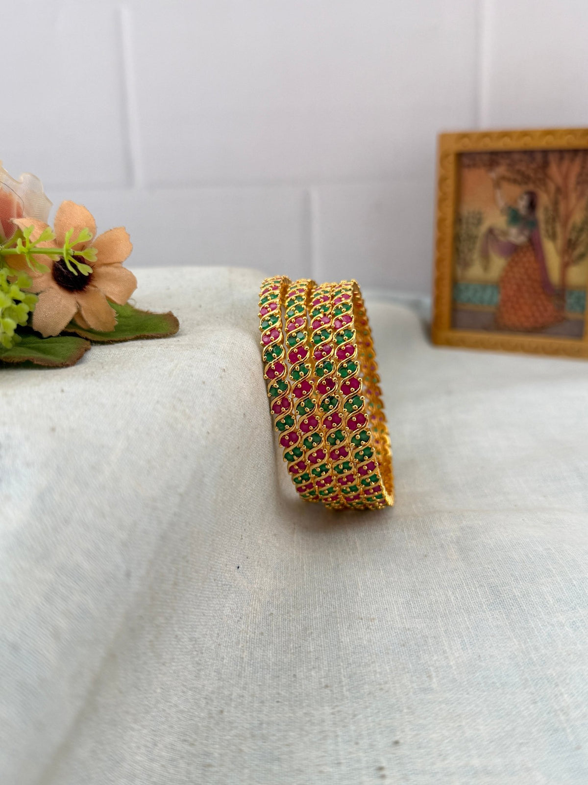 Antique Stone Bangles | Set of 4 | B0063 - Mahilas