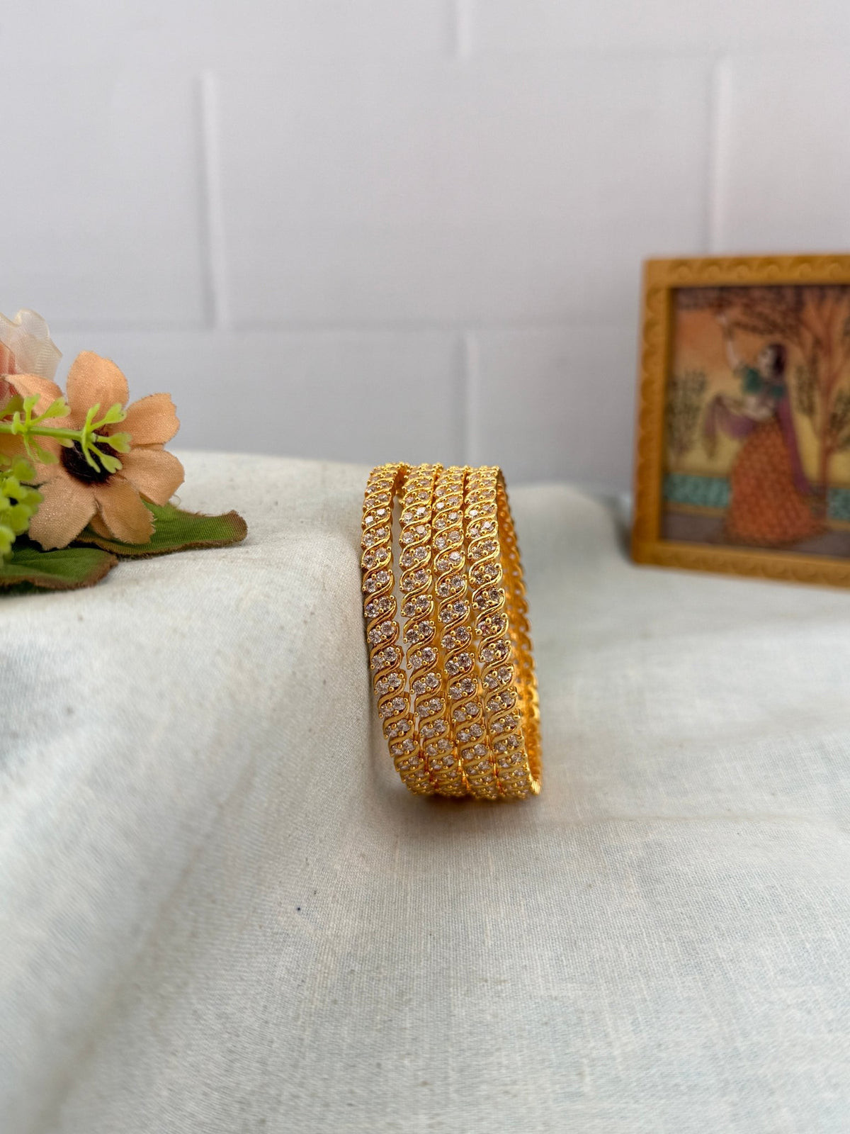 Antique Stone Bangles | Set of 4 | B0073 - Mahilas