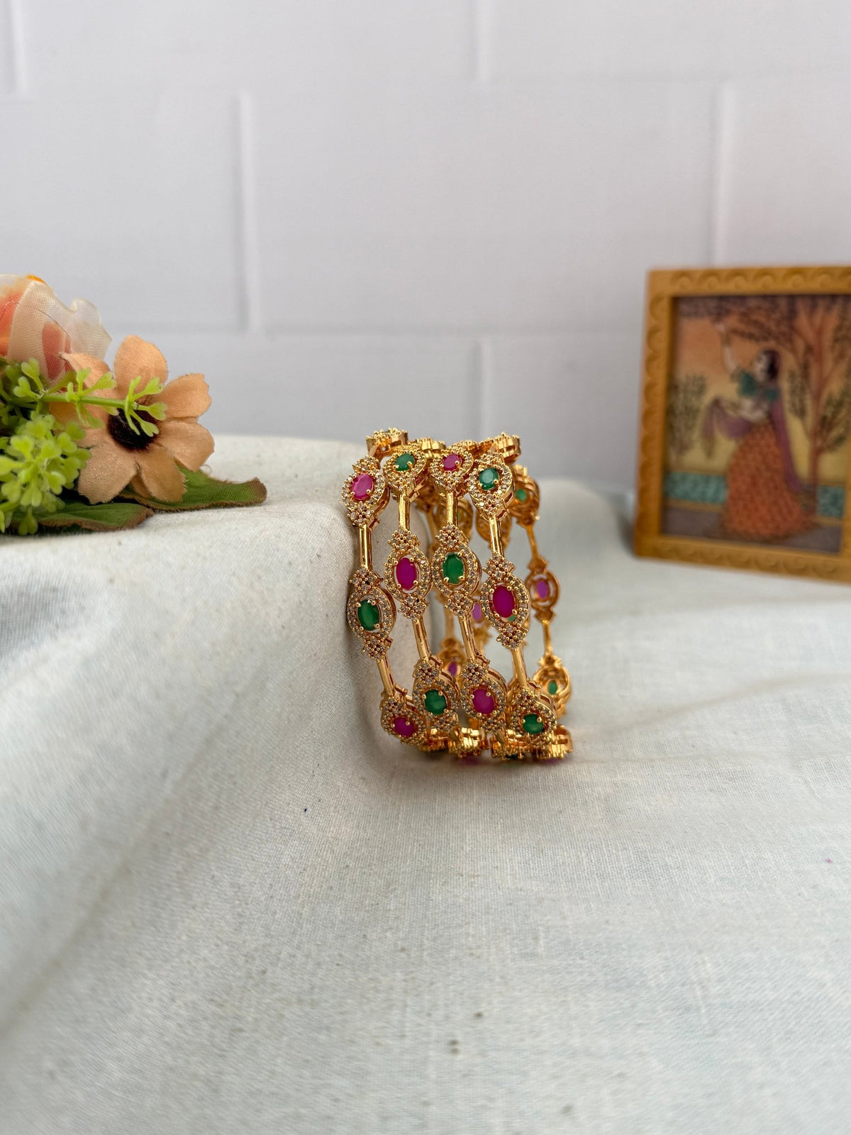 Antique Stone Bangles | Set of 4 | B0081 - Mahilas