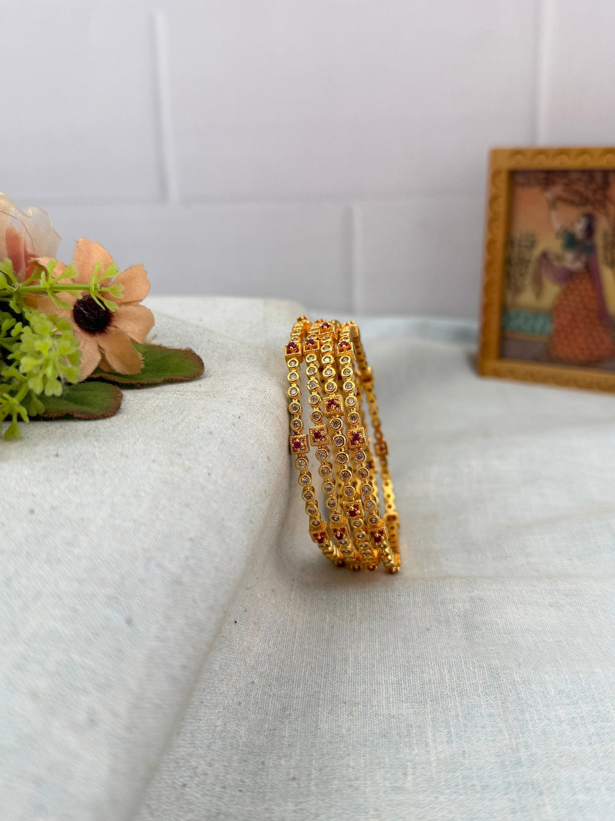 Antique Stone Bangles | Set of 4 | B0085 - Mahilas