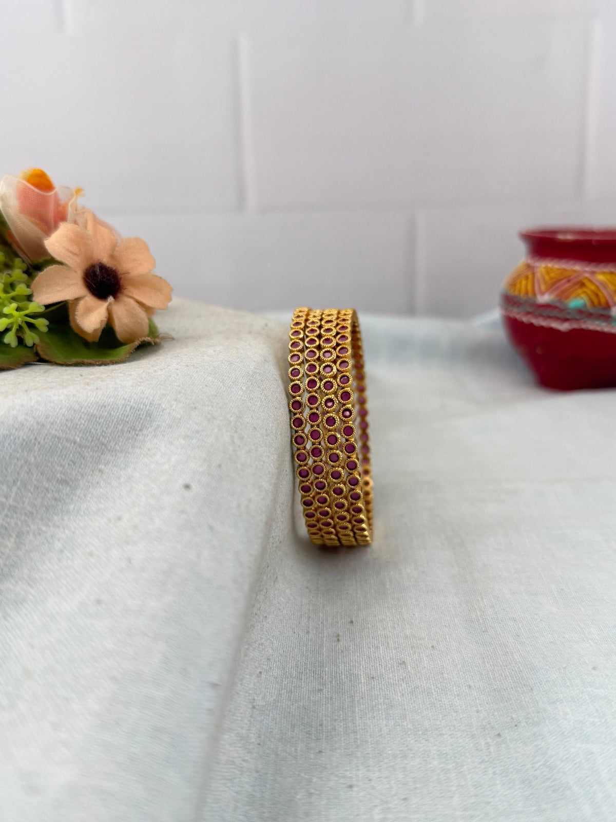 Antique Stone Bangles | Set of 4 | B0203 - Mahilas