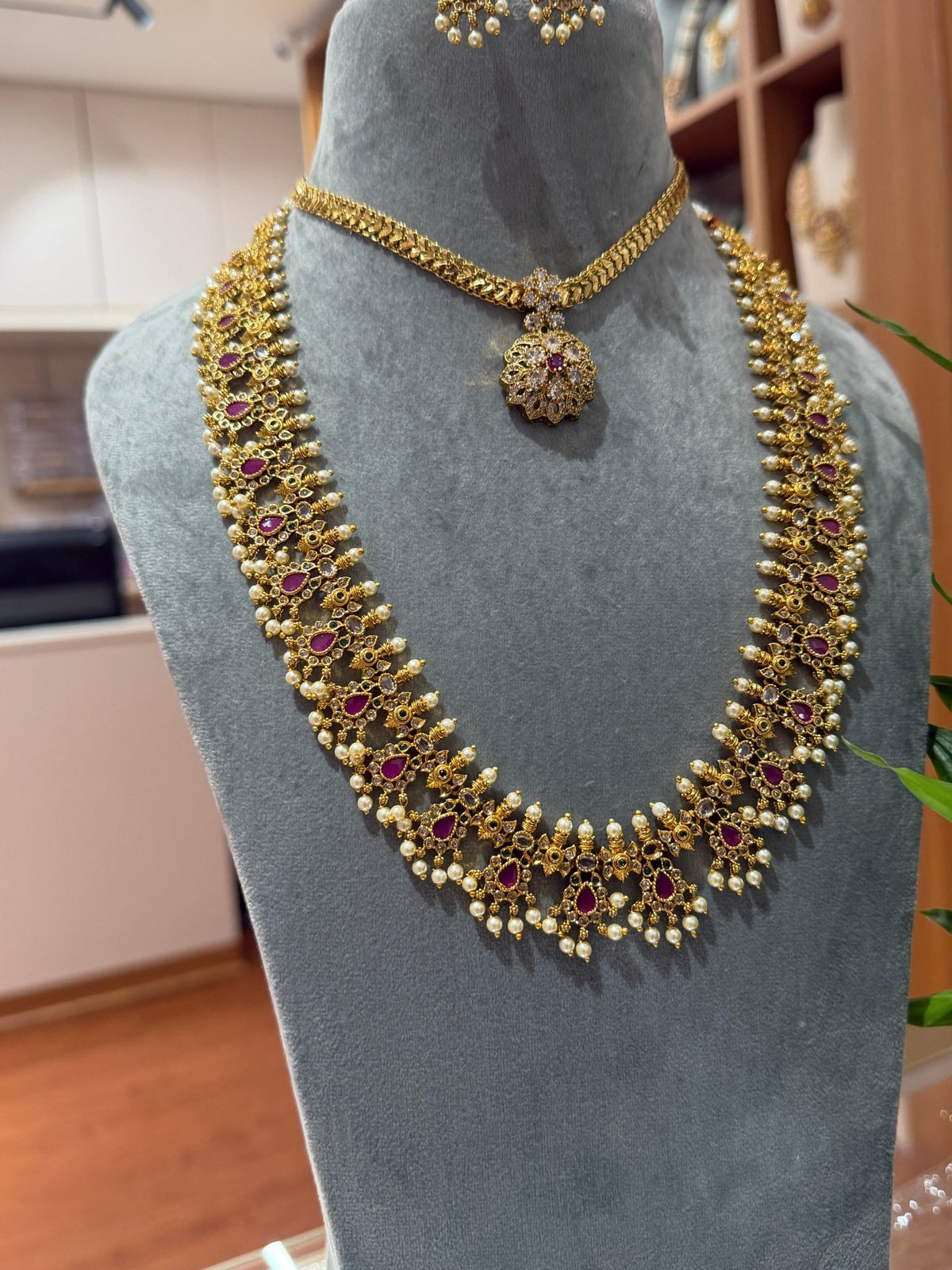 Antique Stone Bridal Necklace Full Set| NC016 - Mahilas