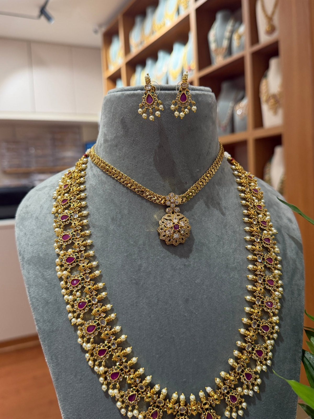 Antique Stone Bridal Necklace Full Set| NC016 - Mahilas