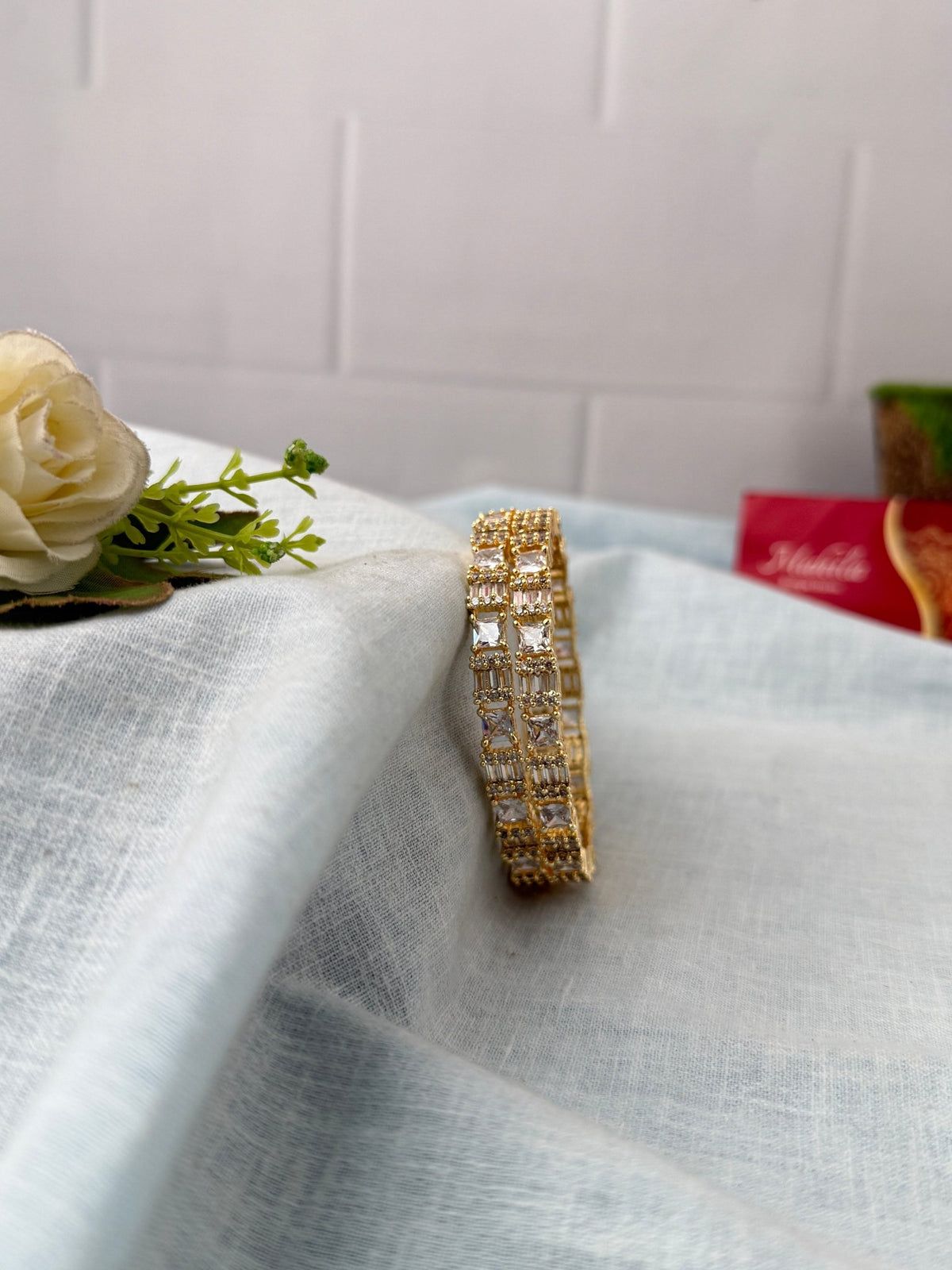 Antique Stone Designer Bangles| Set Of 2| B0492 - Mahilas