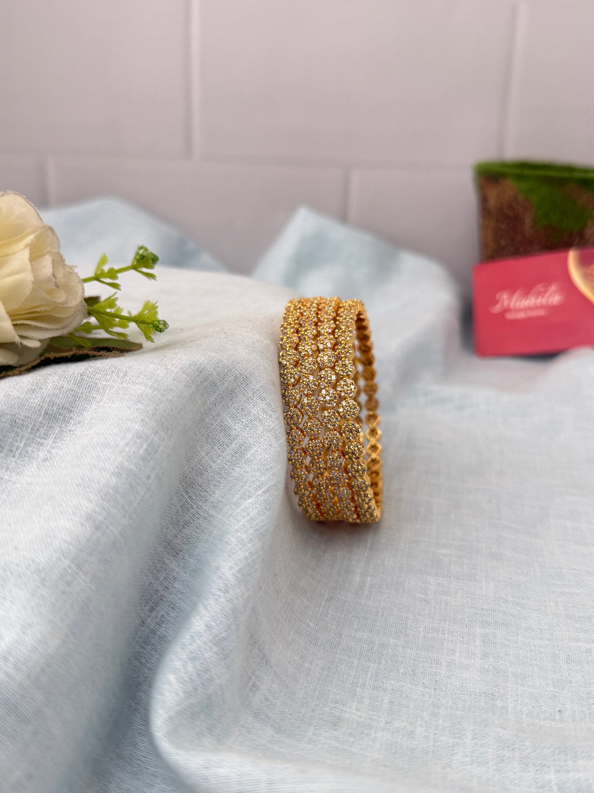 Antique Stone Designer Bangles| Set Of 4| B0539 - Mahilas