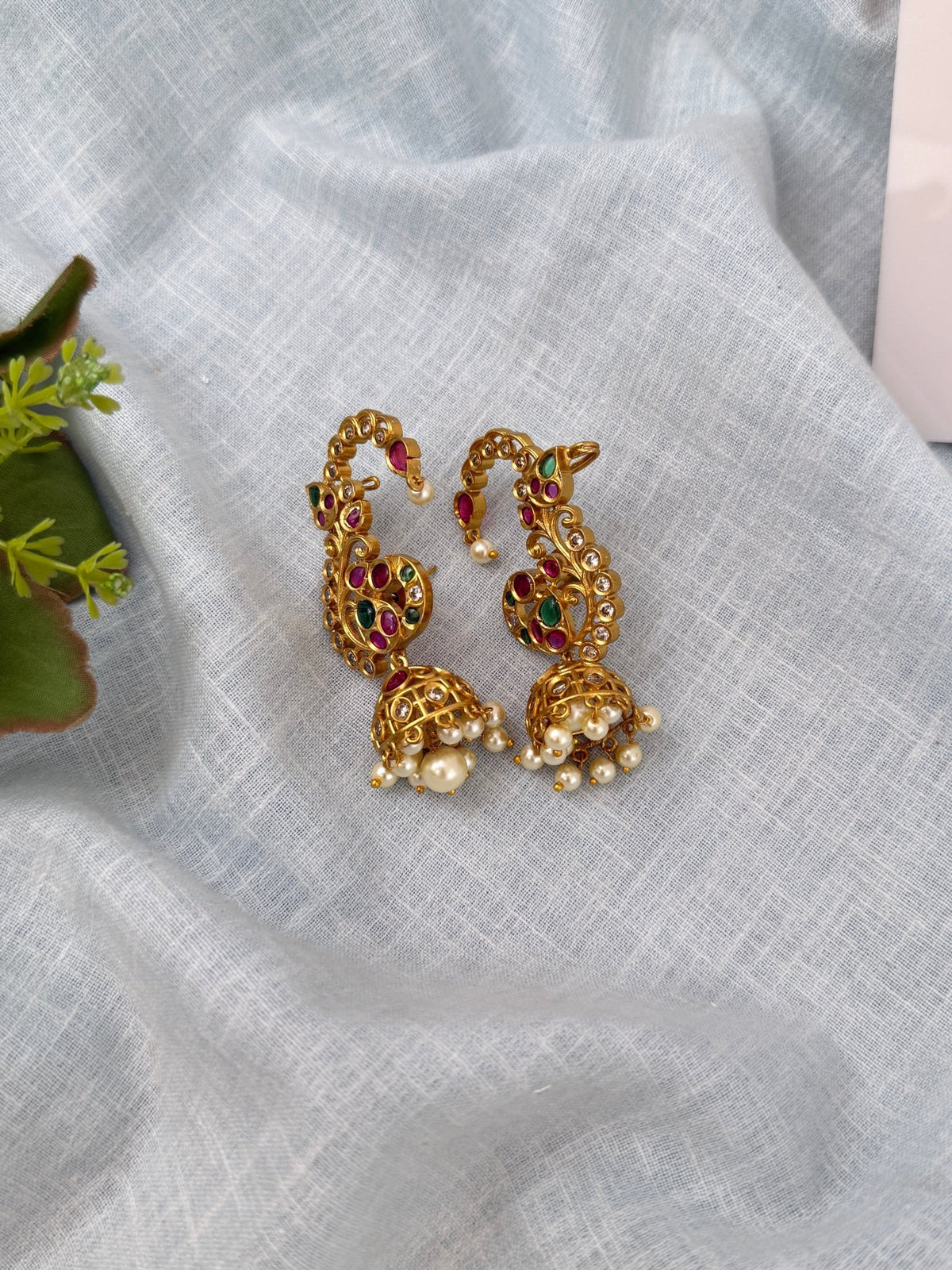 Antique Stone Earrcuff Earrings| E0088 B - Mahilas