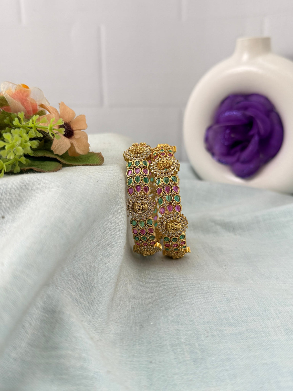 Antique Stone Lakshmi Bangles | Set of 2 | 001 - Mahilas