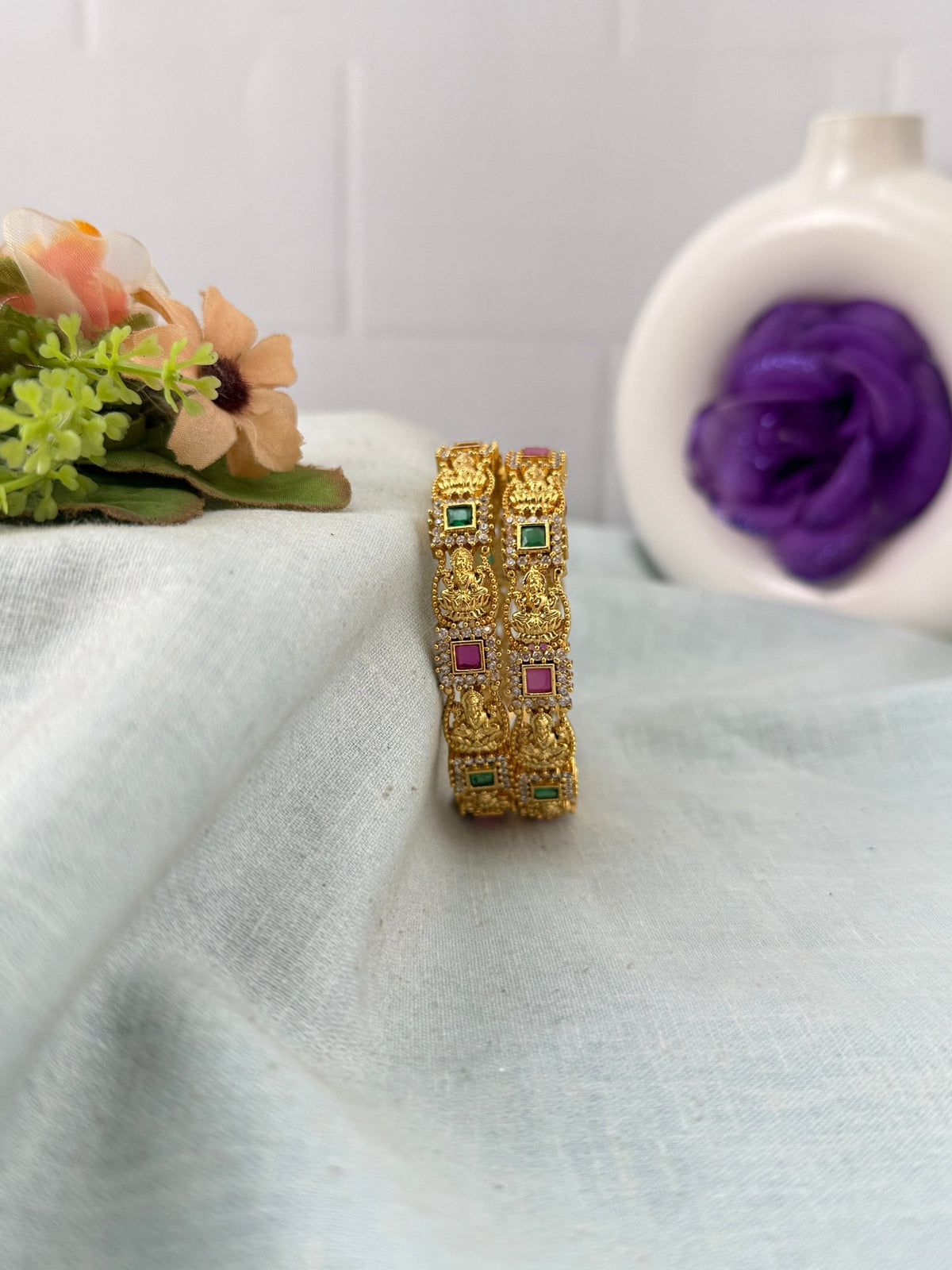 Antique Stone Lakshmi Bangles | Set of 2 | 005 - Mahilas