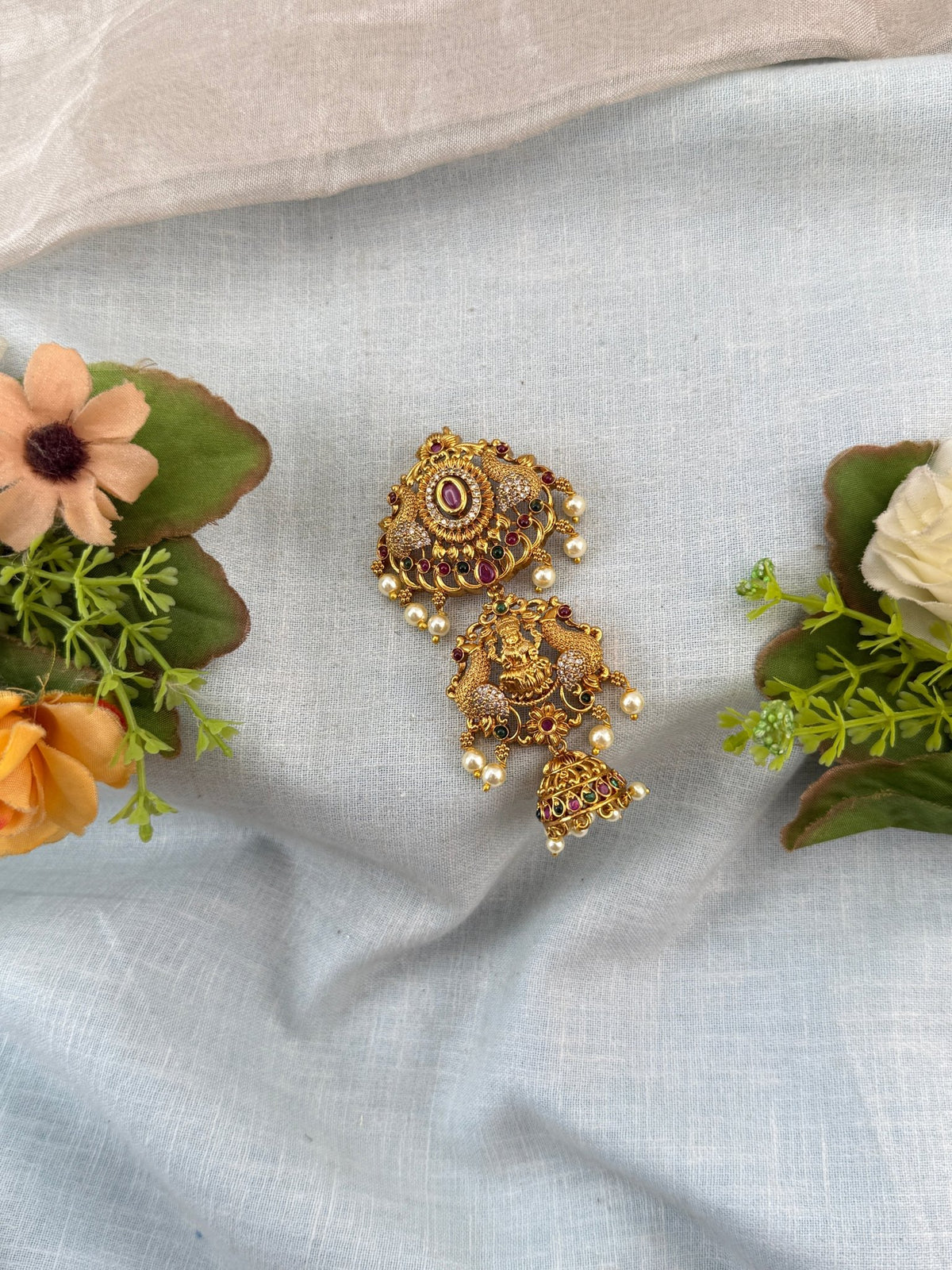 Antique Stone Lakshmi Peacock Short Jadebille | 062 - Mahilas