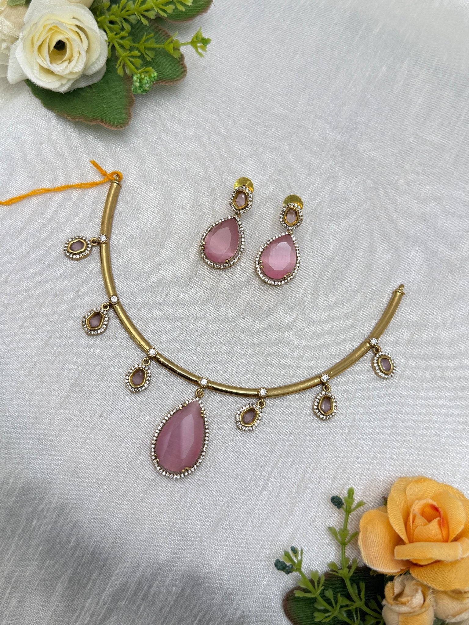 Antique Stone Necklace Set 0750 - Mahilas