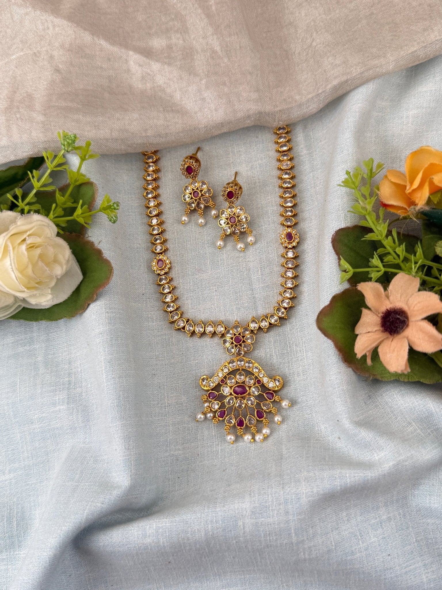 Antique Stone Necklace Set Short N0422 - Mahilas