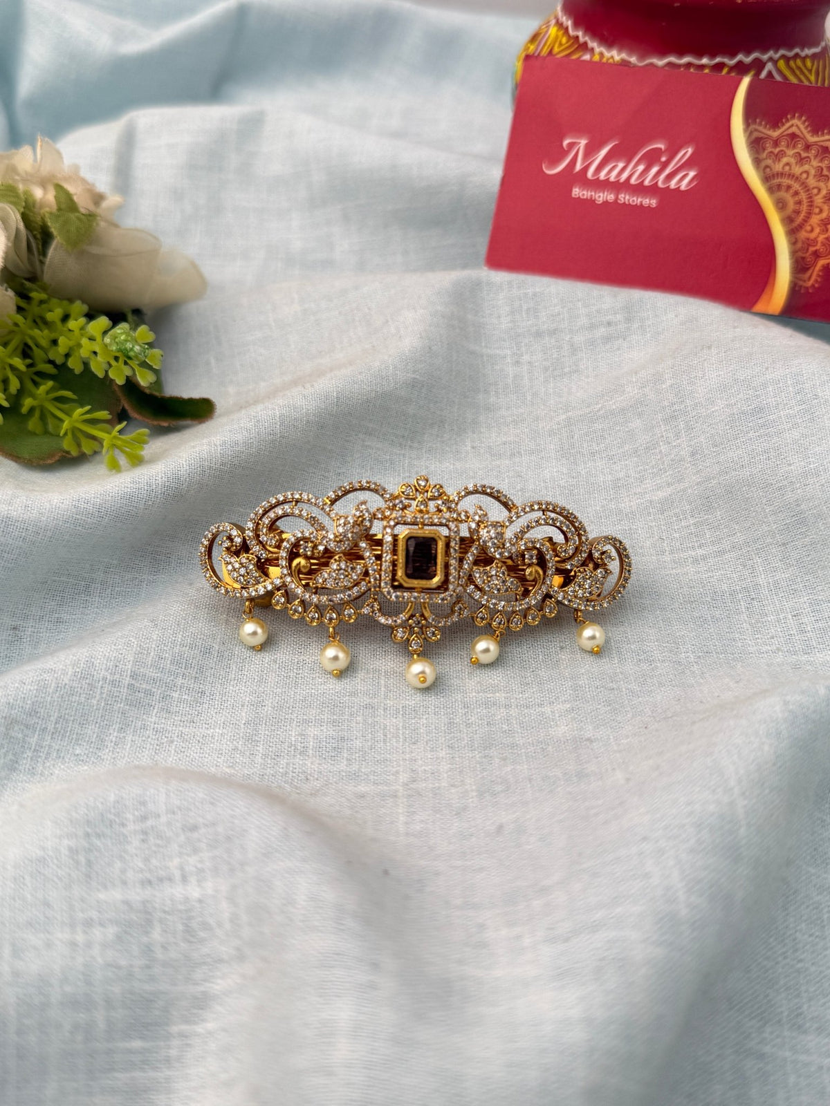 Antique Stone Premium Hair Clip| HR045 A - Mahilas