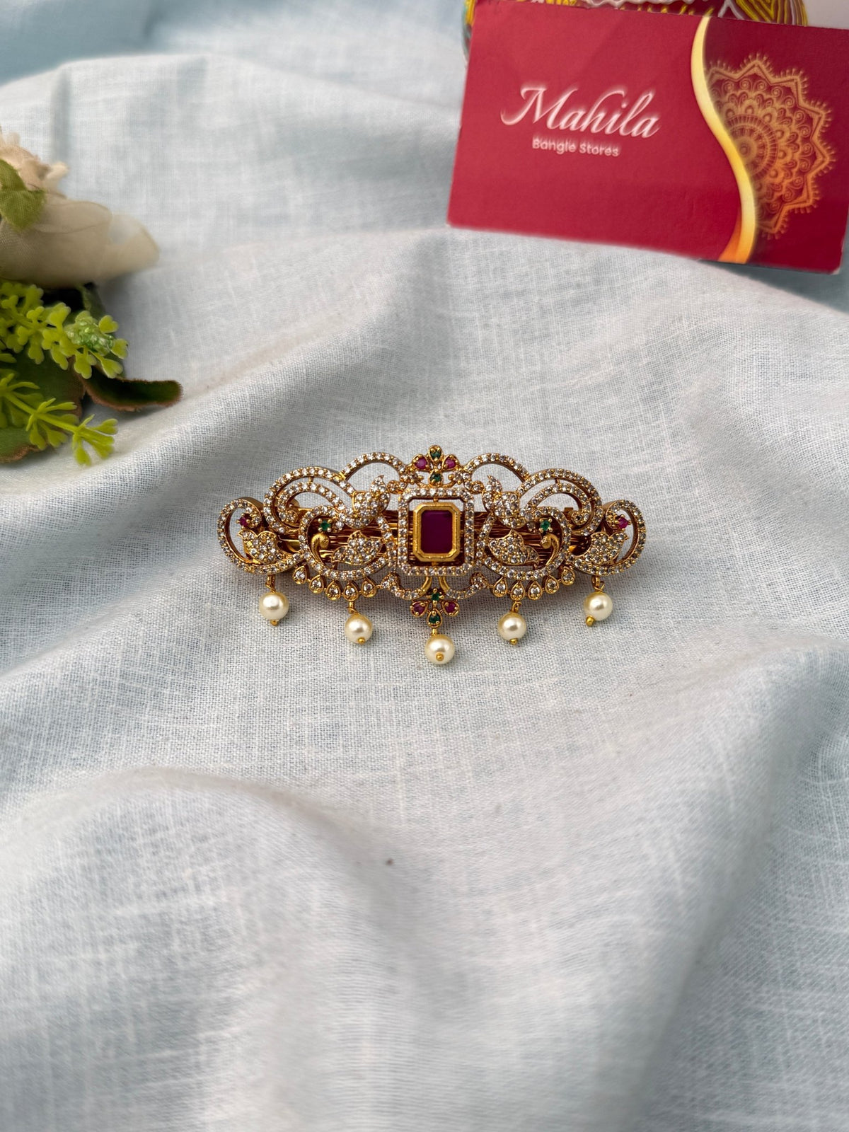 Antique Stone Premium Hair Clip| HR045 B - Mahilas