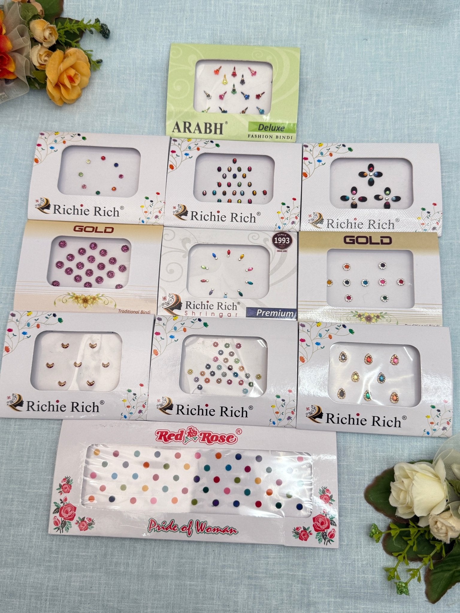 Assorted Design & Size Bindi Sheets 44 - Mahilas