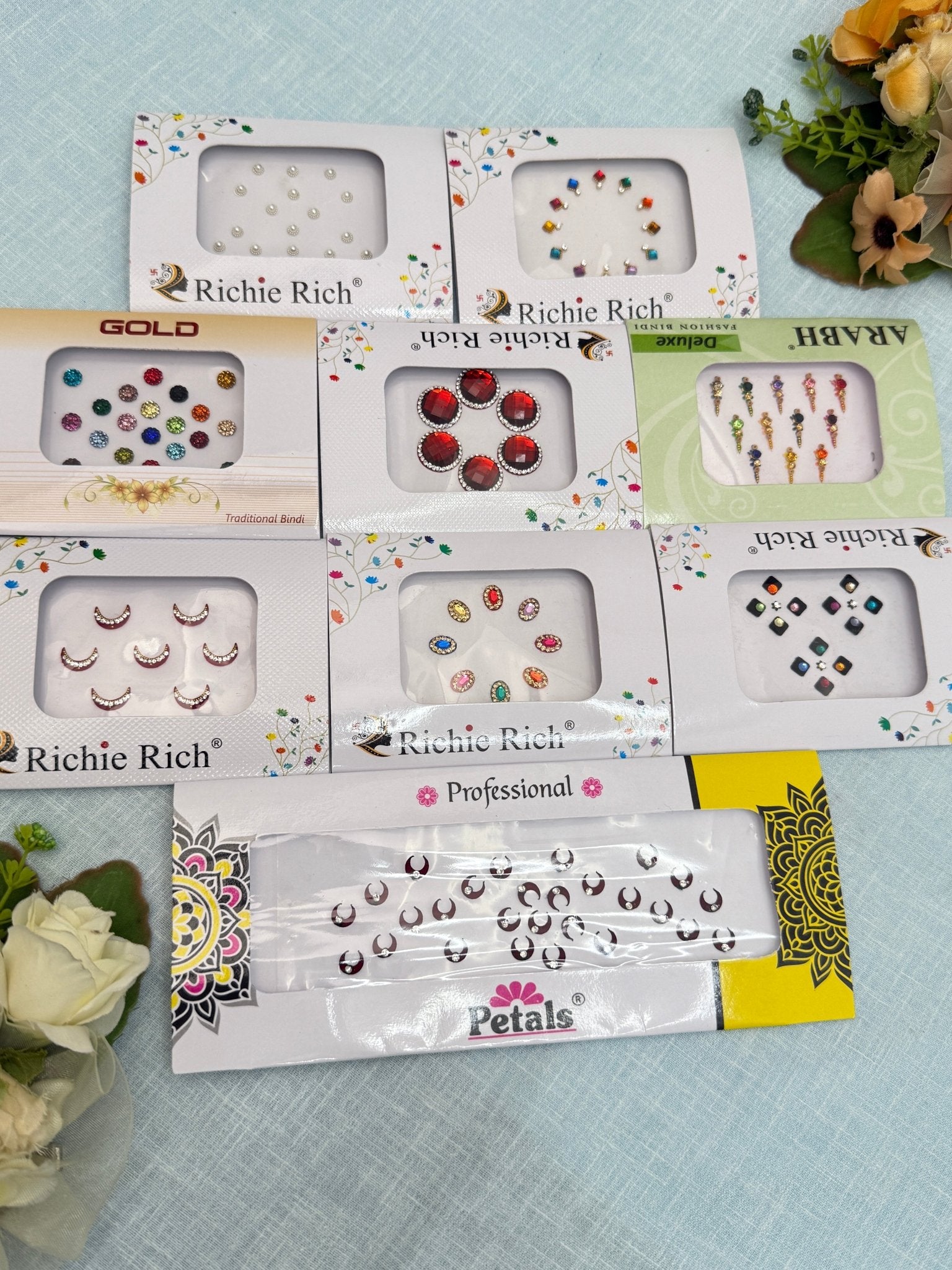 Assorted Design & Size Bindi Sheets 46 - Mahilas