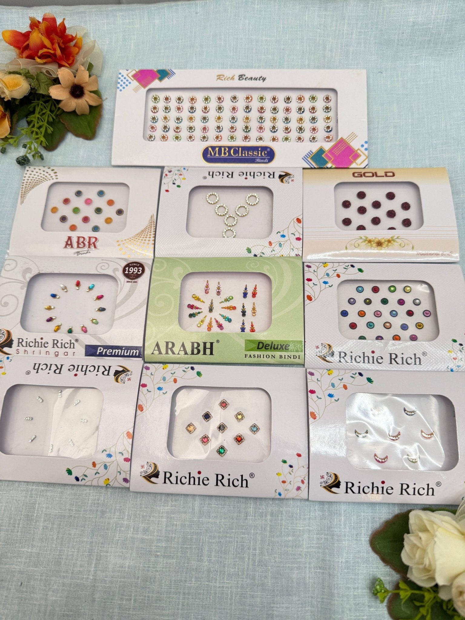 Assorted Design & Size Bindi Sheets 49 - Mahilas